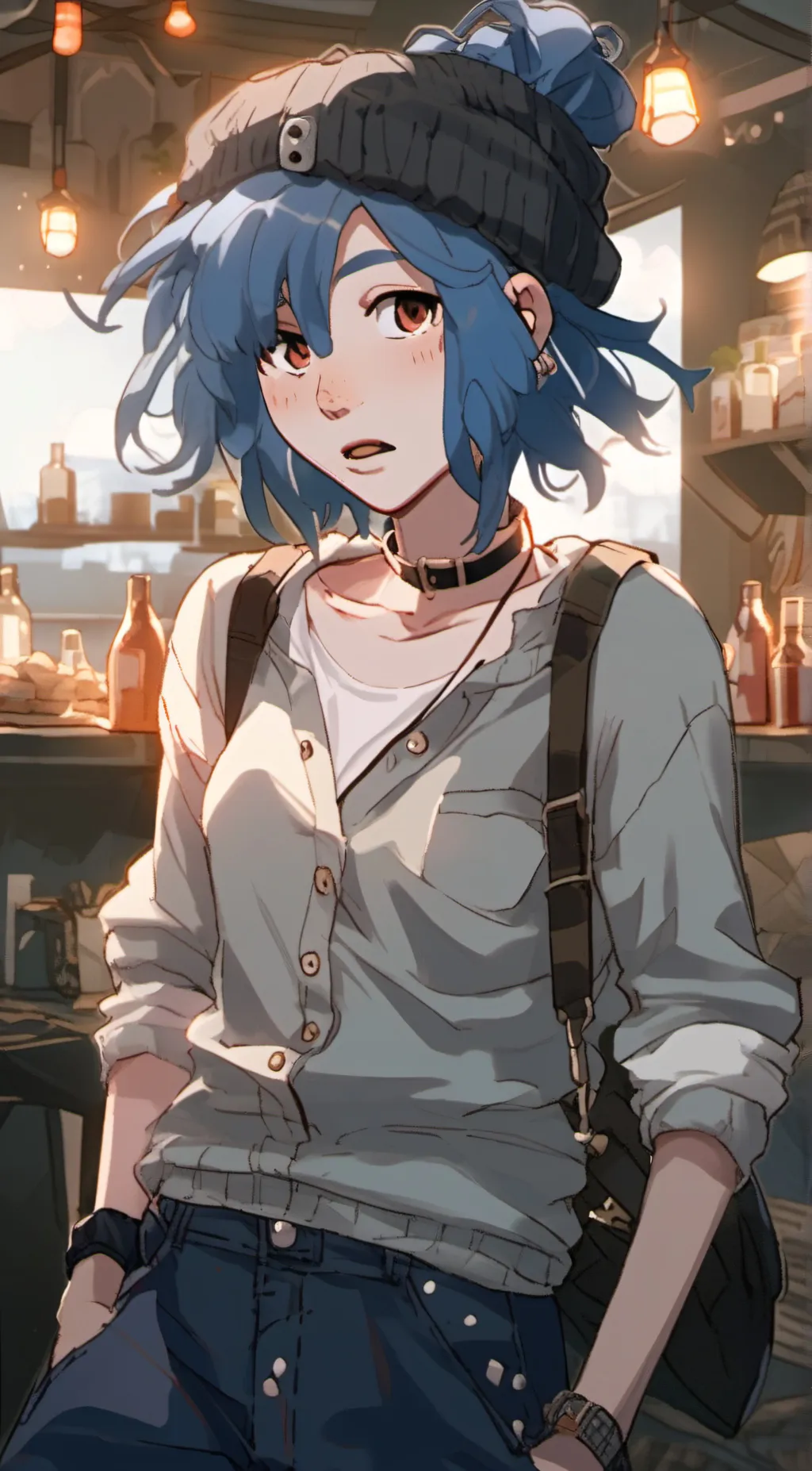 ai character: Blue background