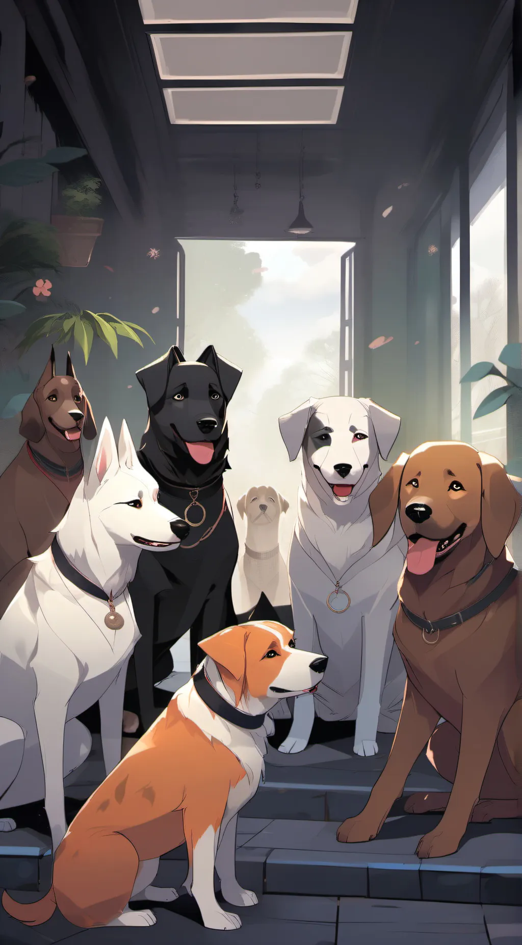 ai character: dogs background