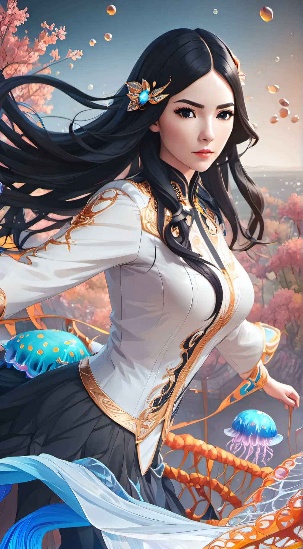 ai character: jellyfish girl  background