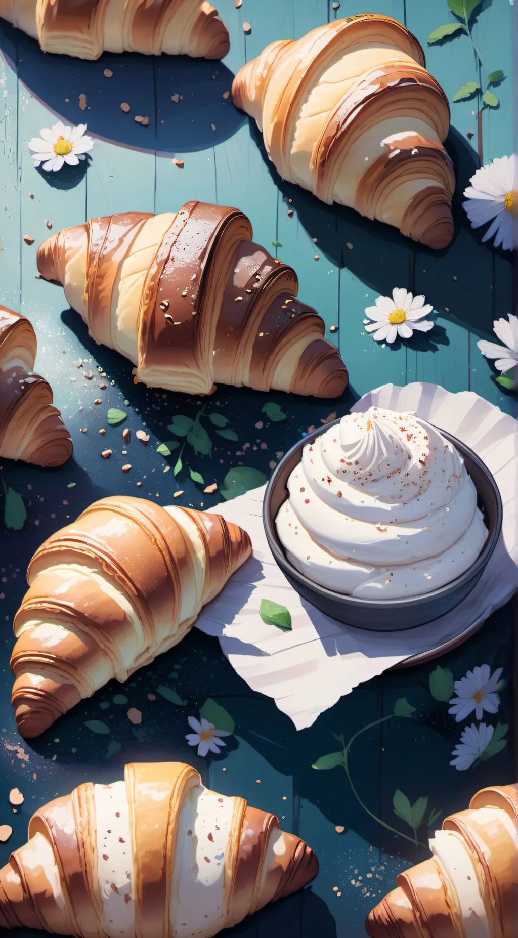 ai character: Croissants background