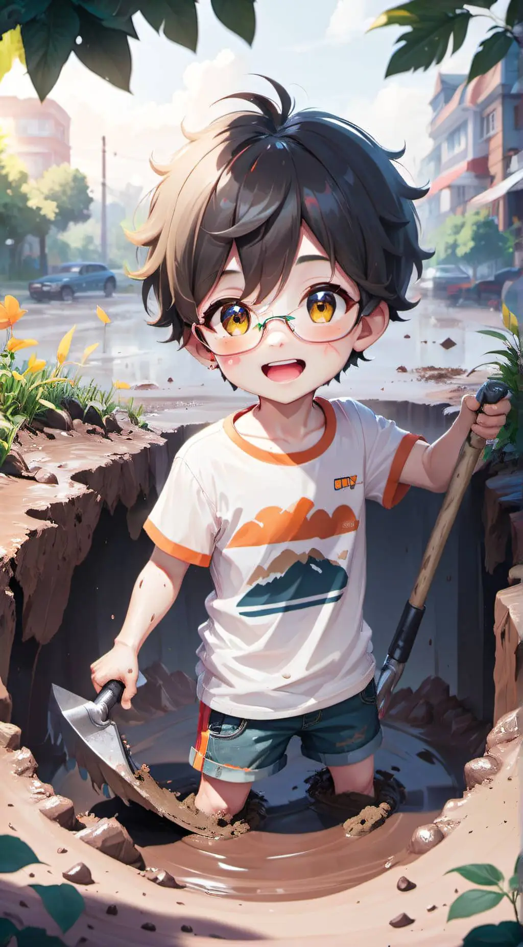 ai character: kid thats diggin' background