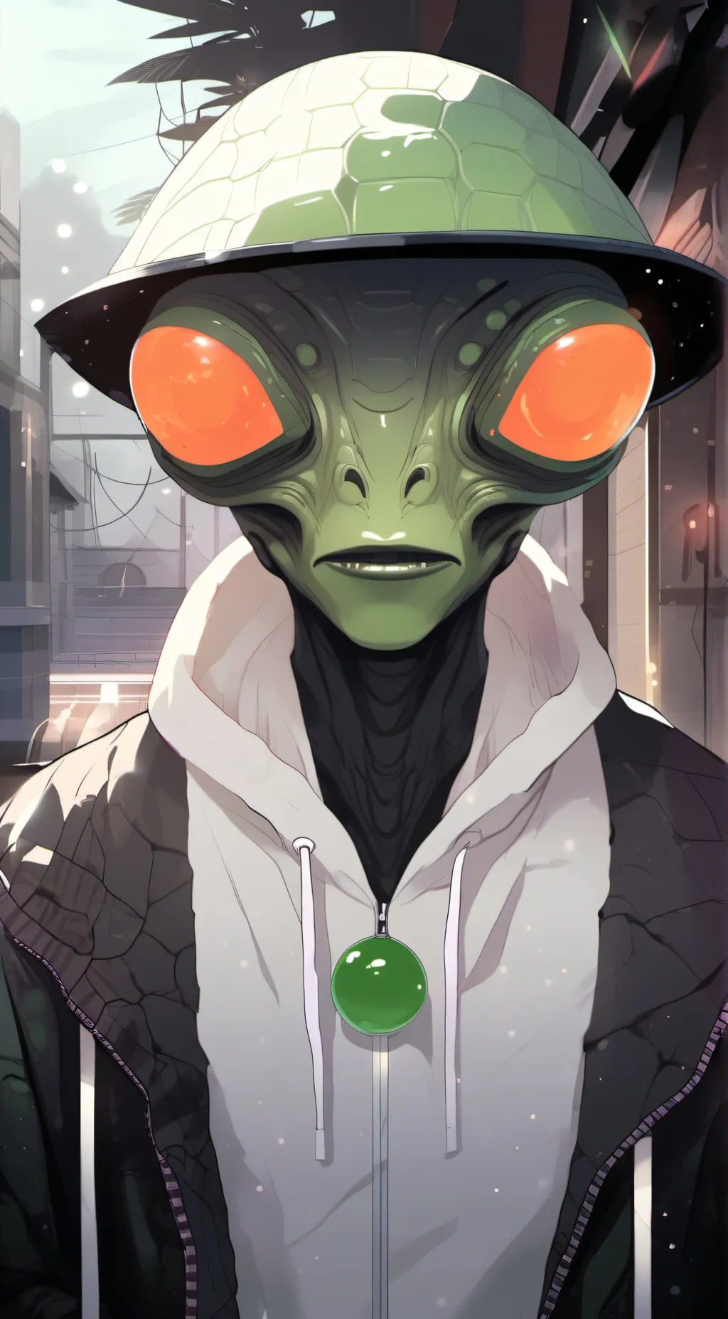 ai character: Green ugly thing background