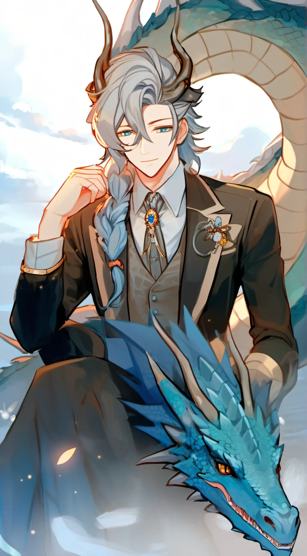 ai character: Neuvillette  background