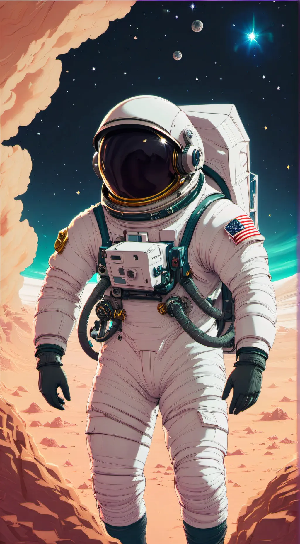 ai character: Sus astronaut background