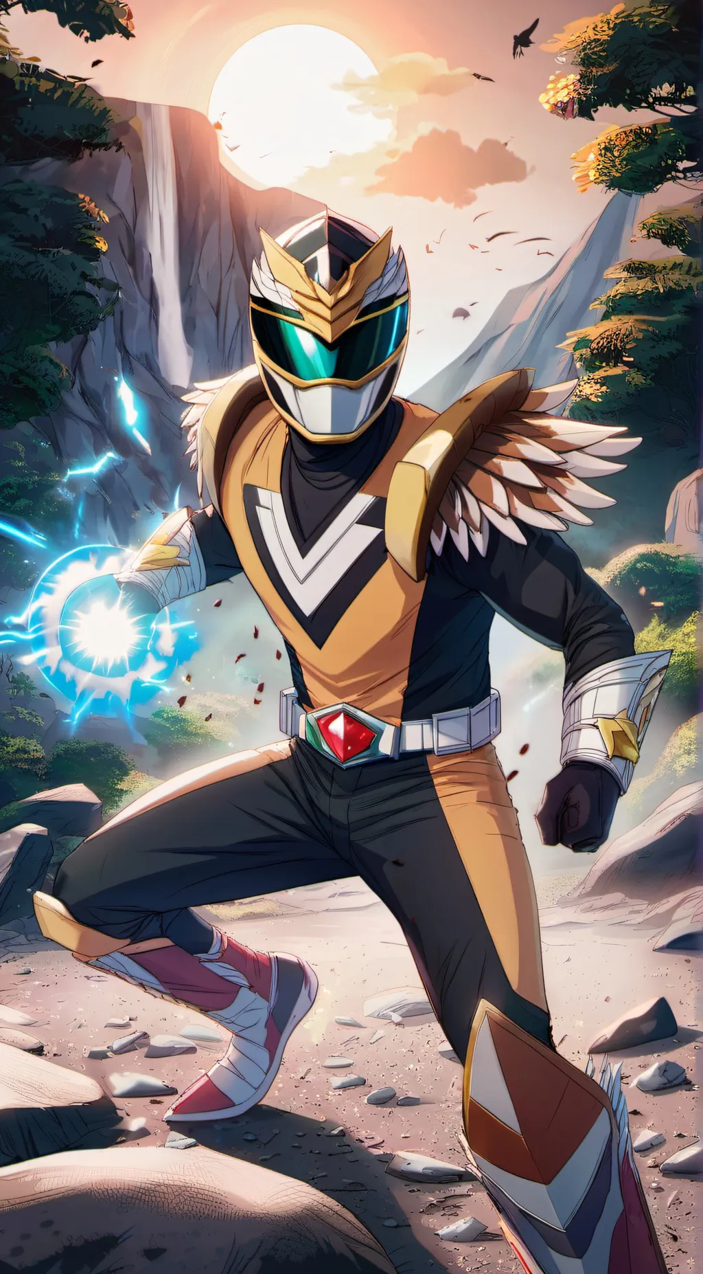 ai character: power ranger dino  background