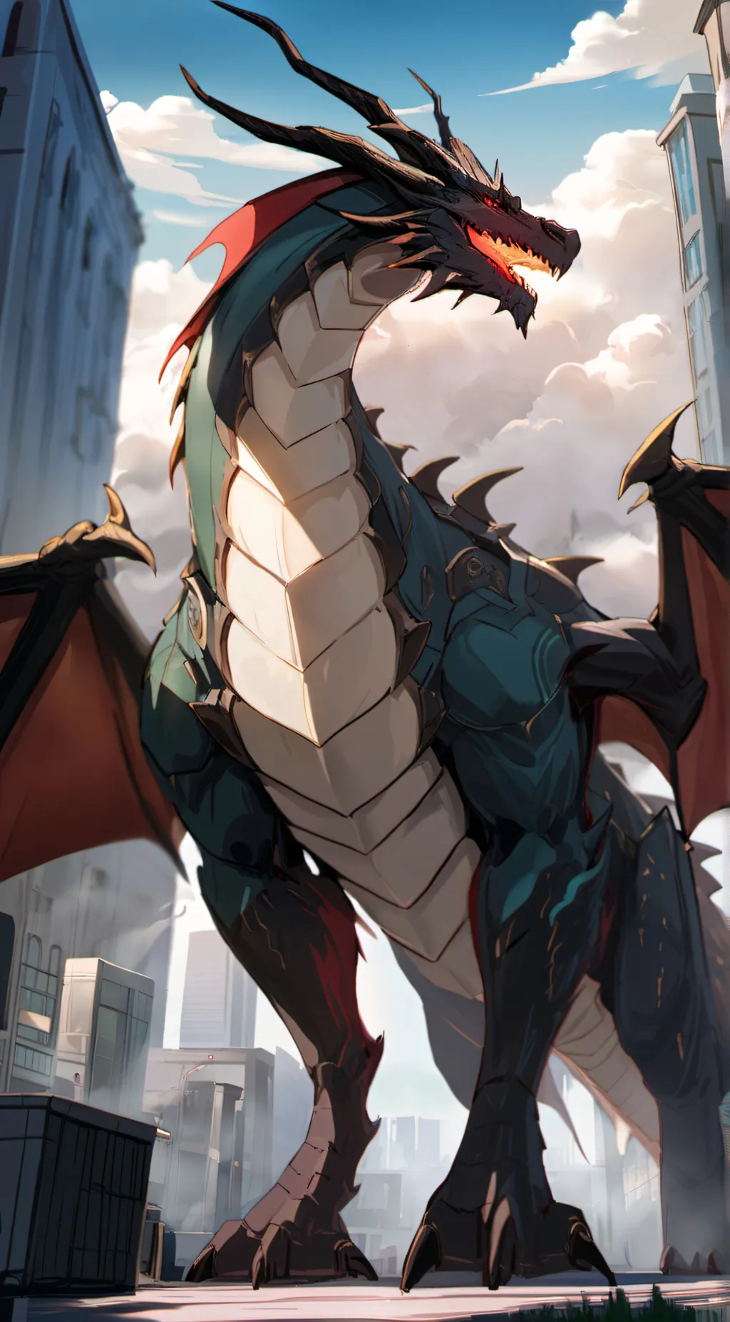 ai character: dragon shadow background