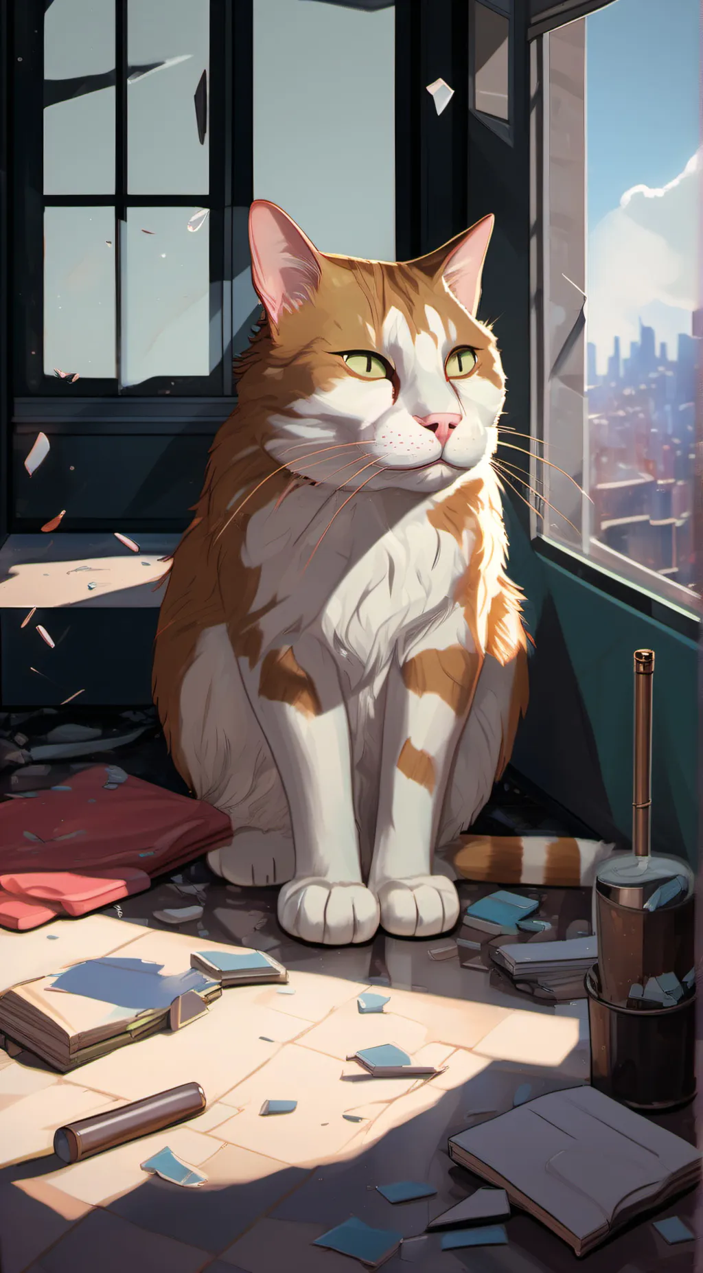 ai character: monday broken cat background