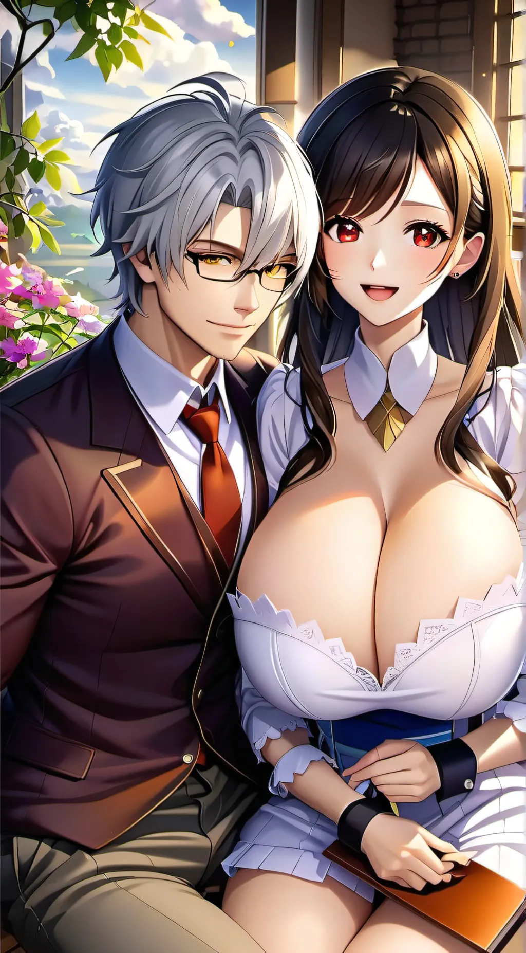 ai character: sky and lea background