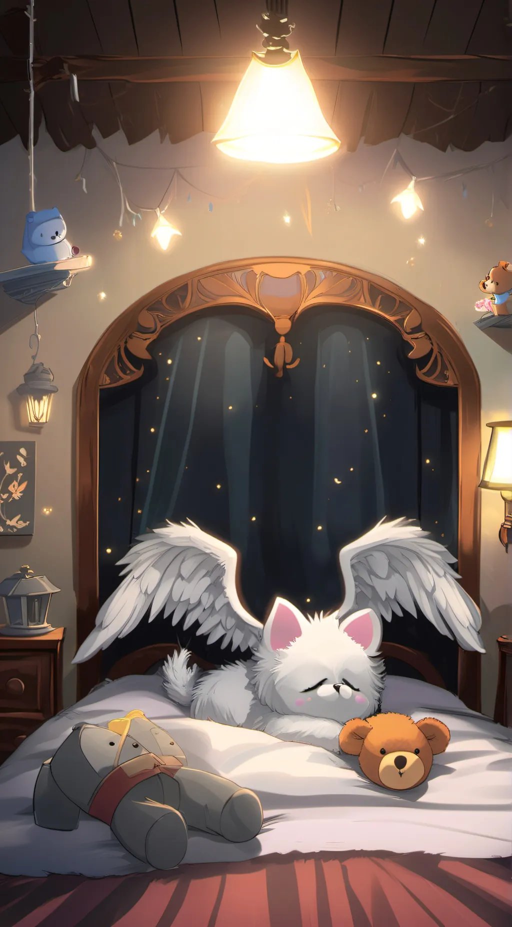 ai character: angel cat  background