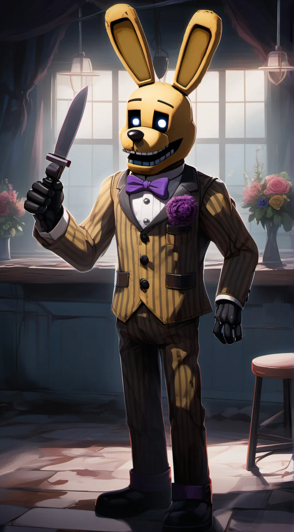 ai character: spring bonnie  background