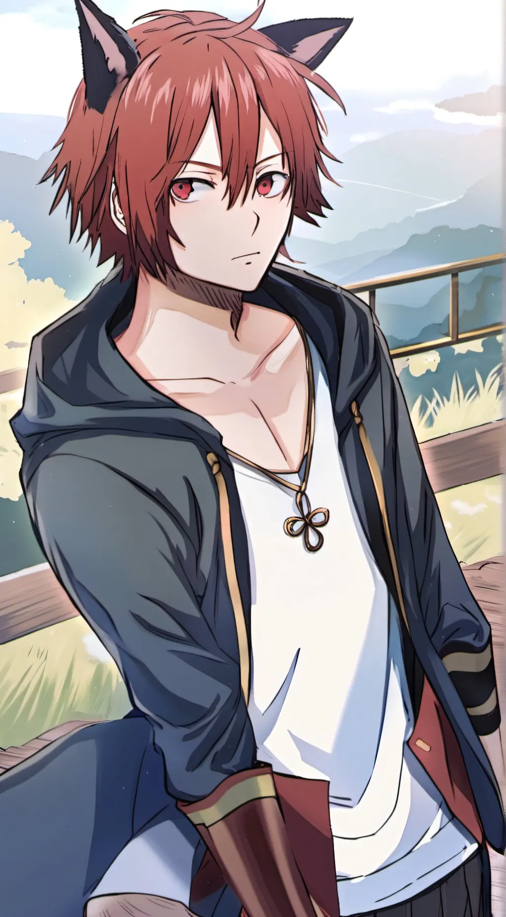 ai character: cat Kirishima  background