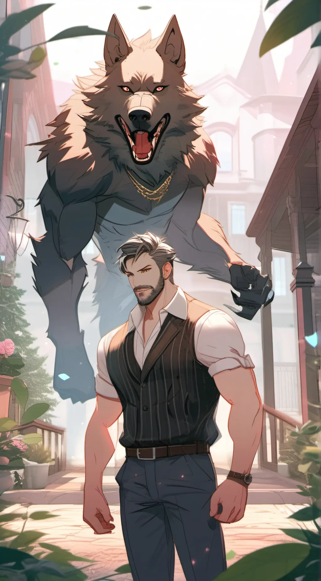 ai character: Daddy wolf background