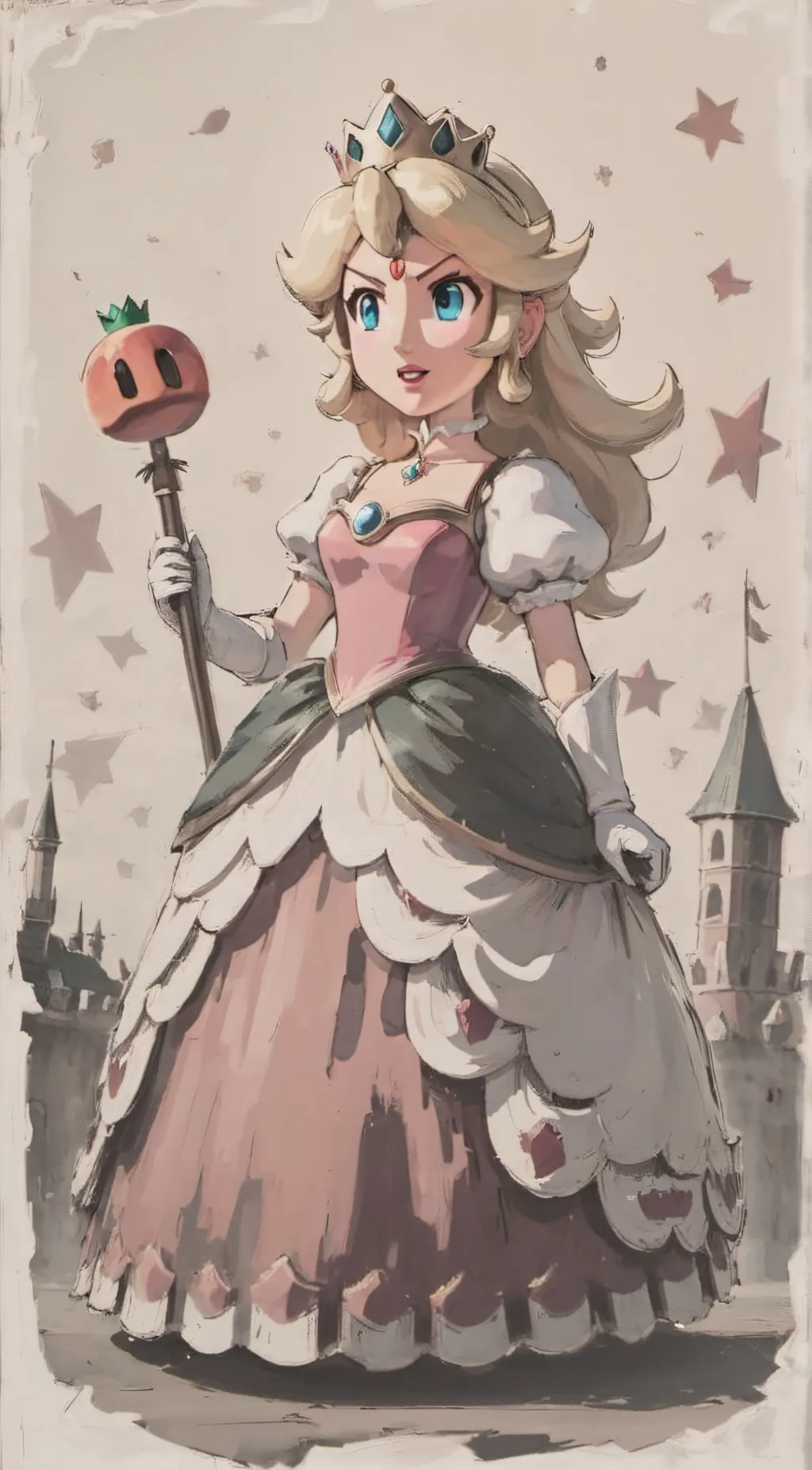 ai character: princess peach  background