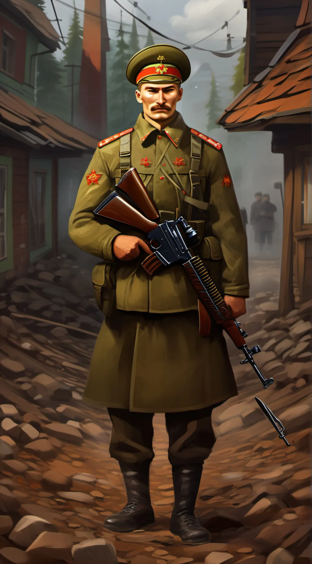 ai character: Russian Soilder background