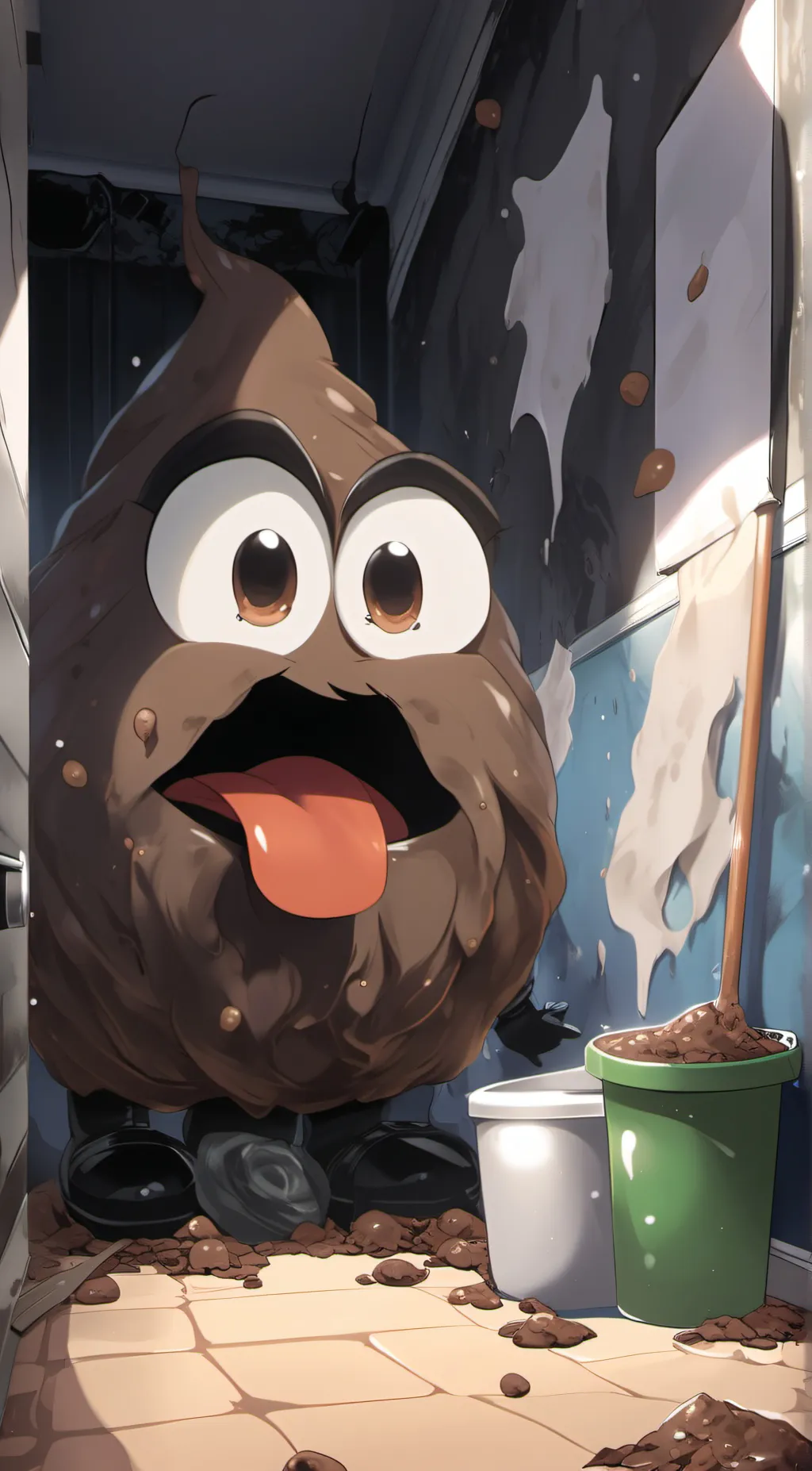 ai character: Poop emoji background