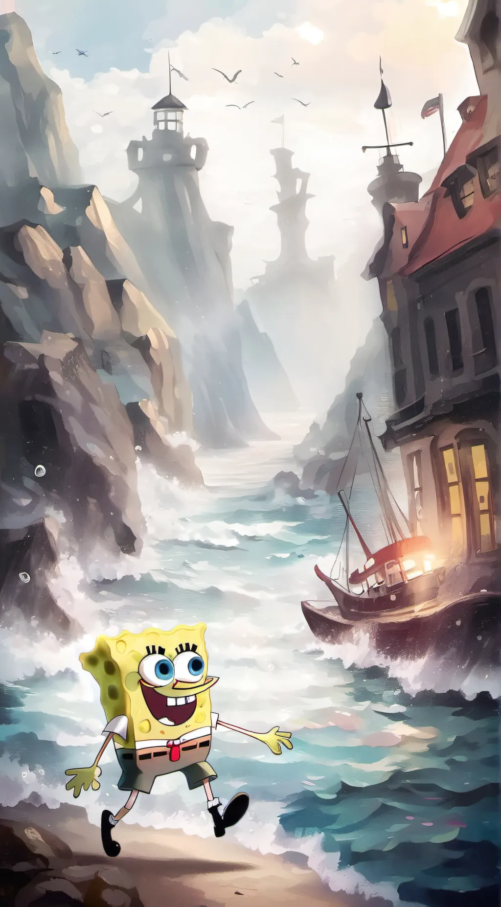 ai character: spongebob background