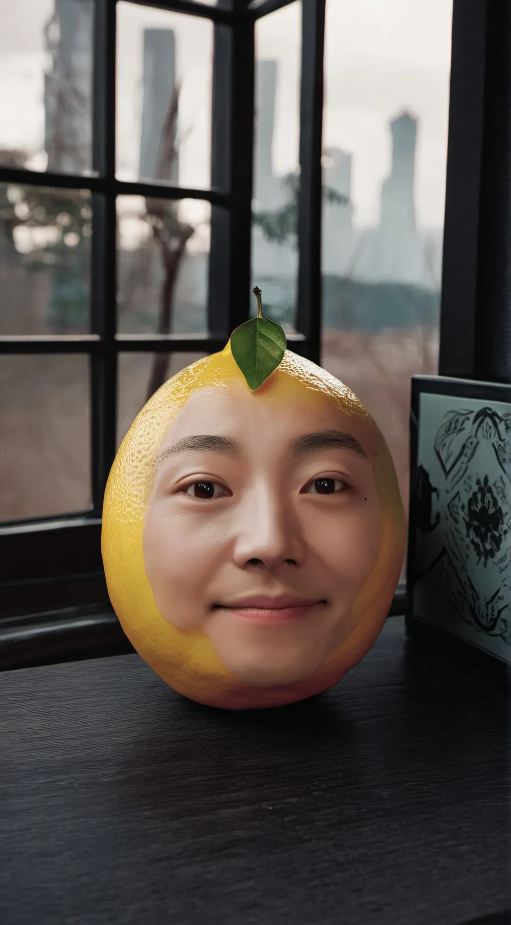 ai character: weird lemon background