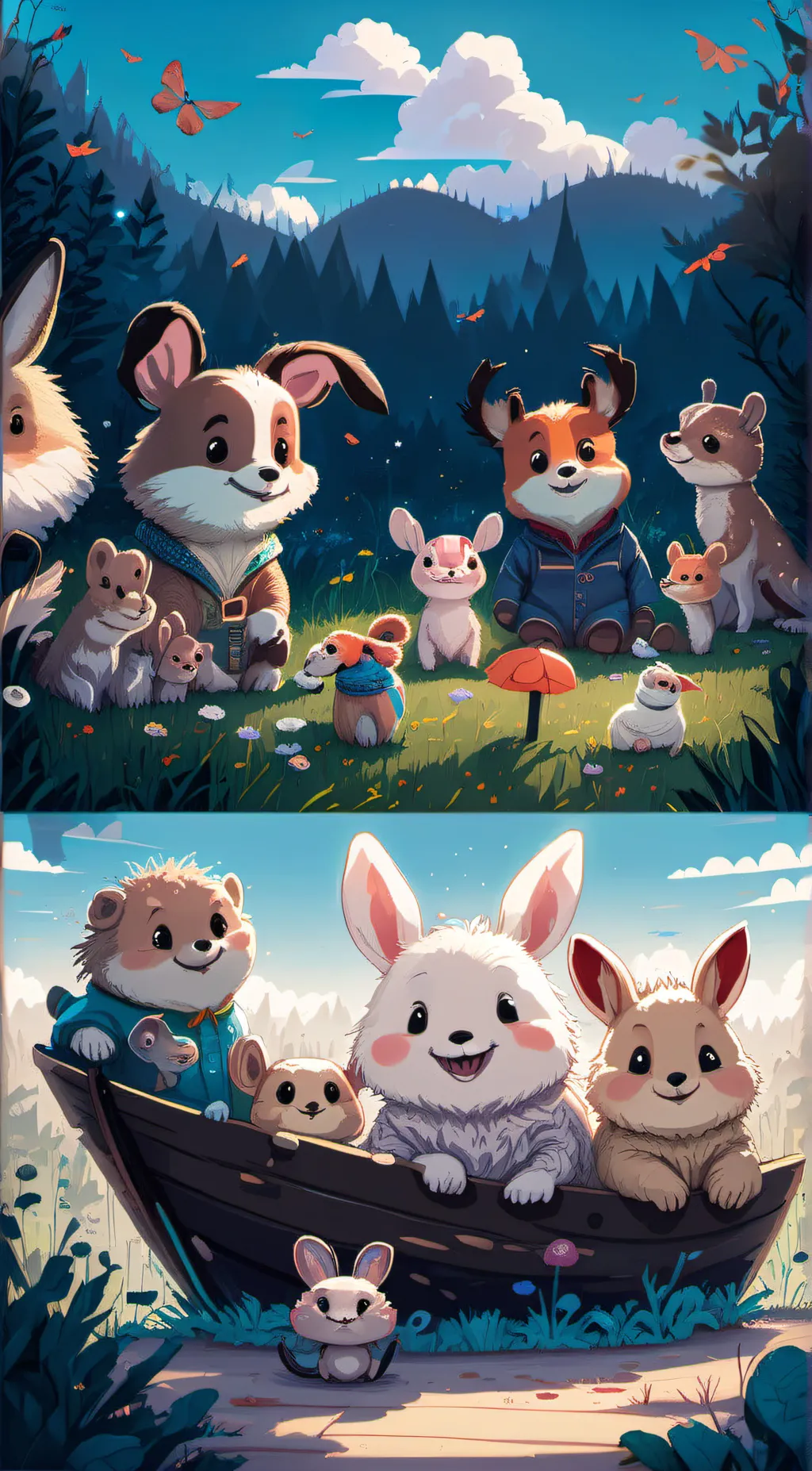 ai character: smiling critters  background