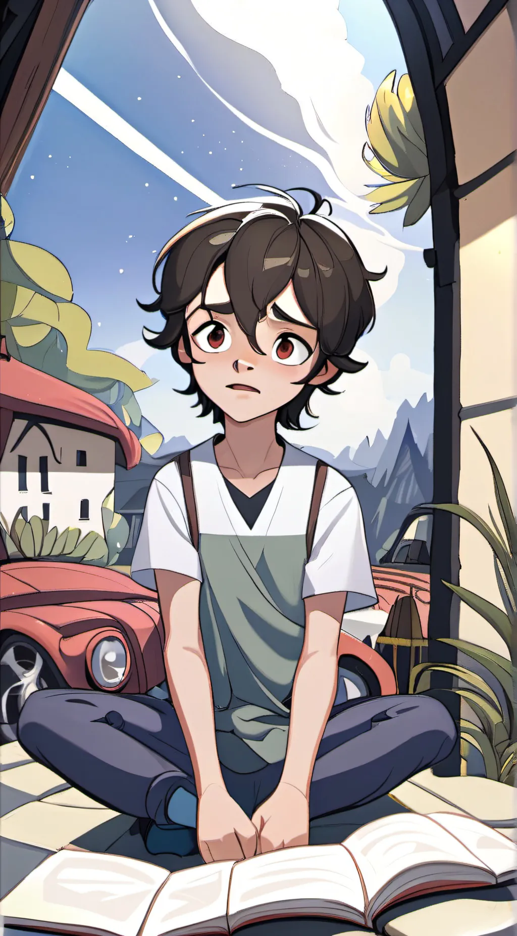 ai character: Evan Afton  background