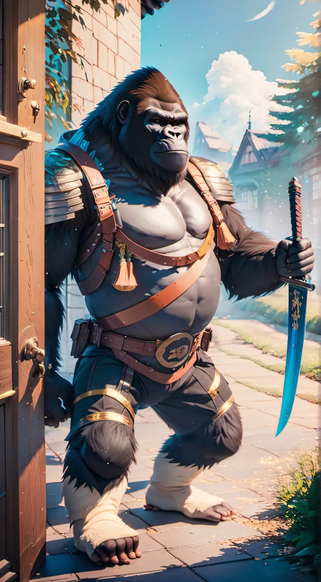 ai character: Gorilla Sword man background