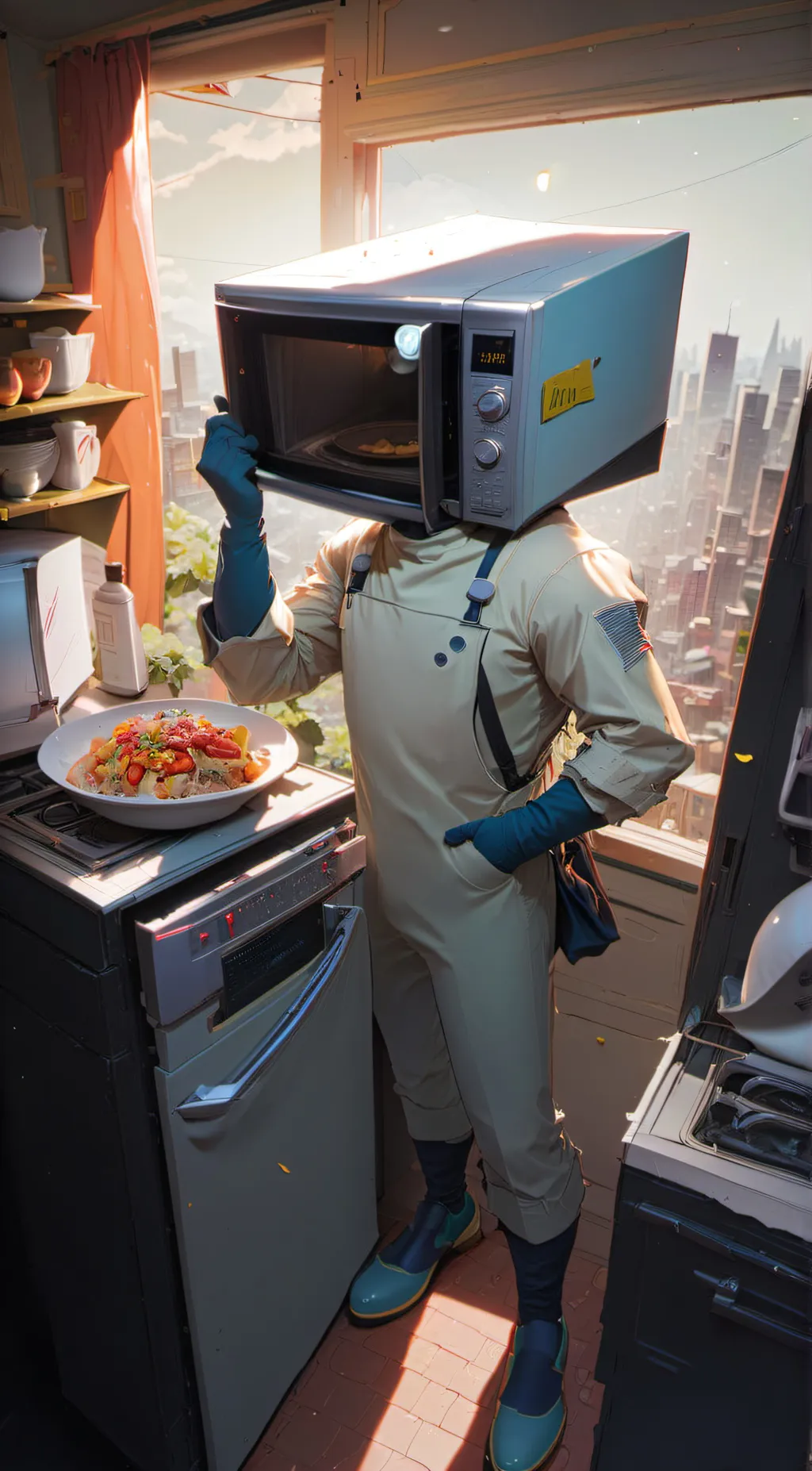 ai character: microwave man background