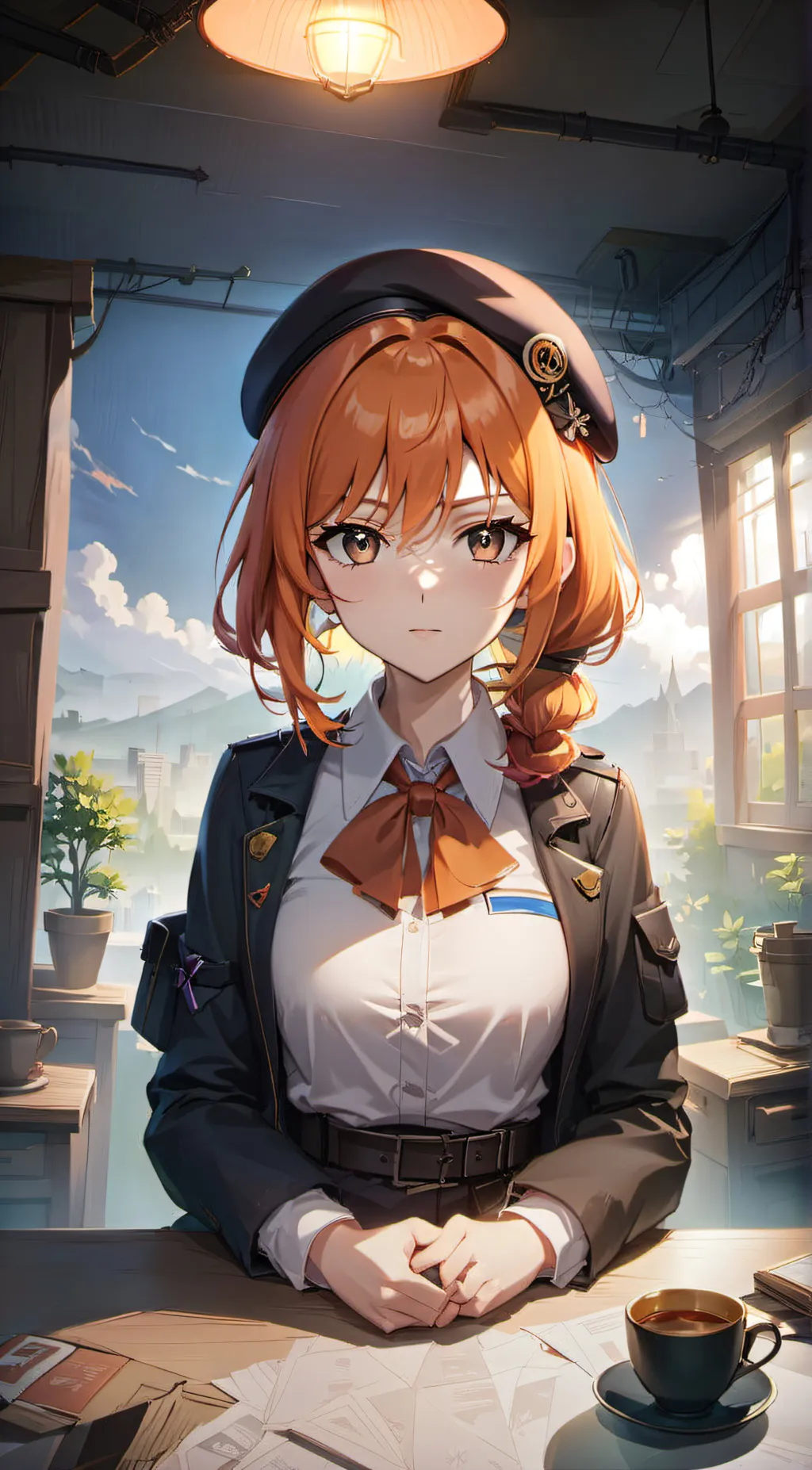 ai character: Sgt.red background