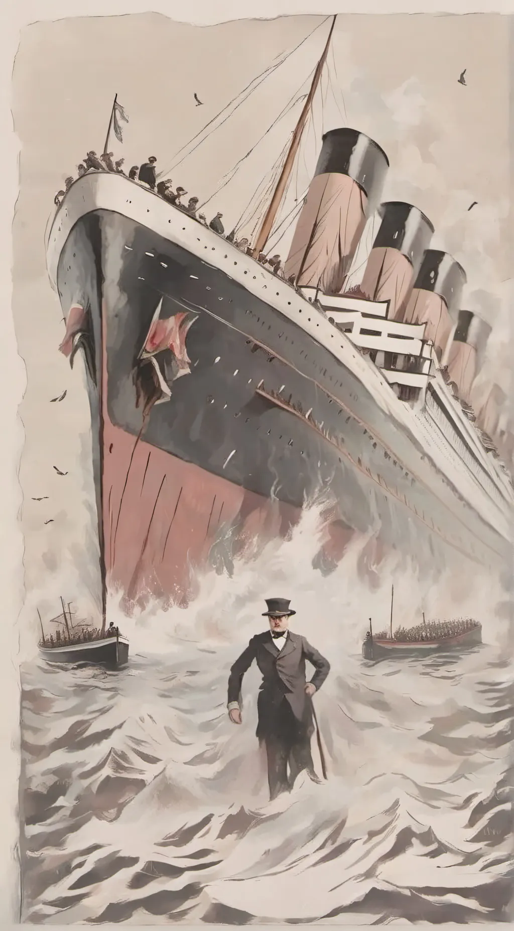 ai character: suvive titanic  background