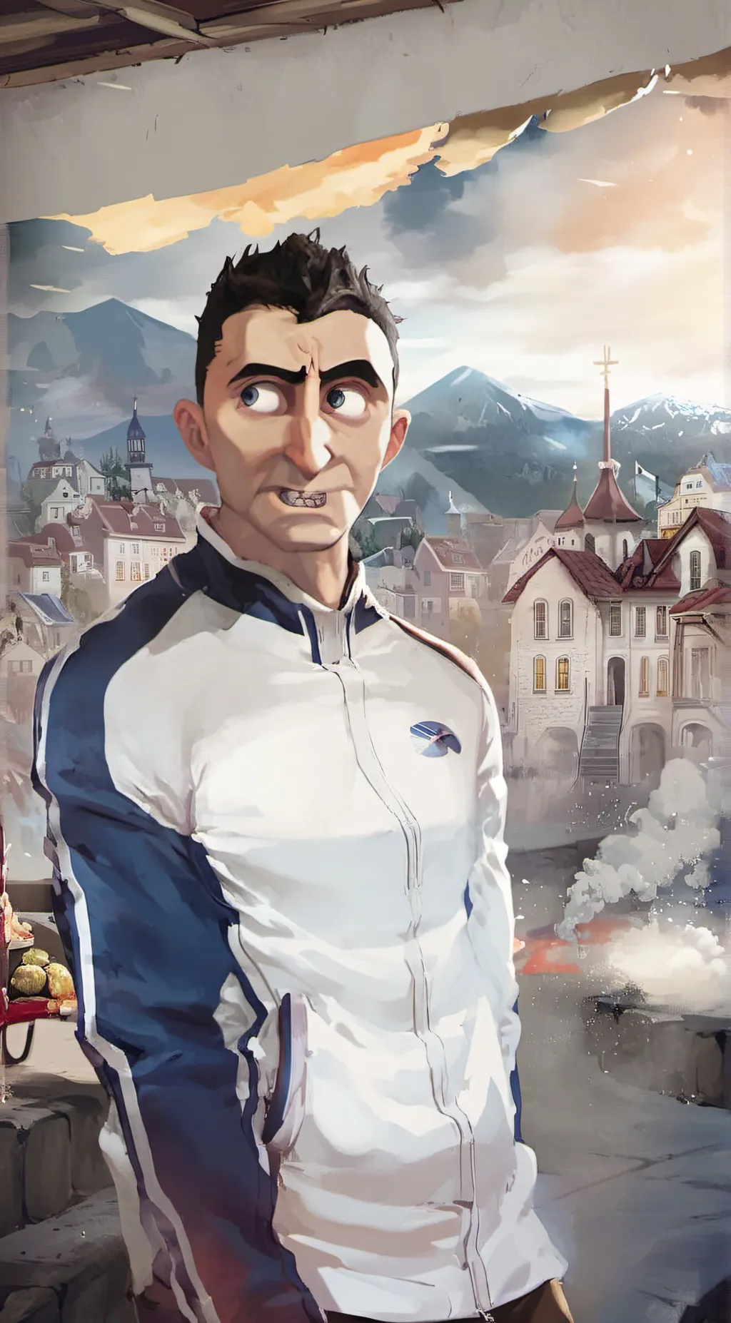 ai character: skibidi dop dop  background