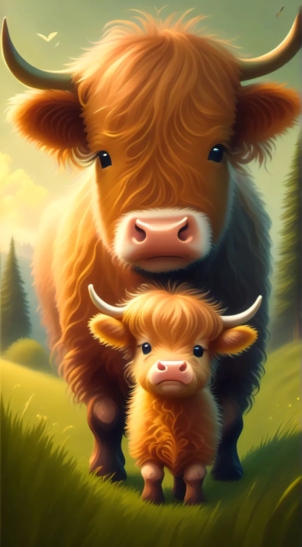 ai character: mommy and baby  background