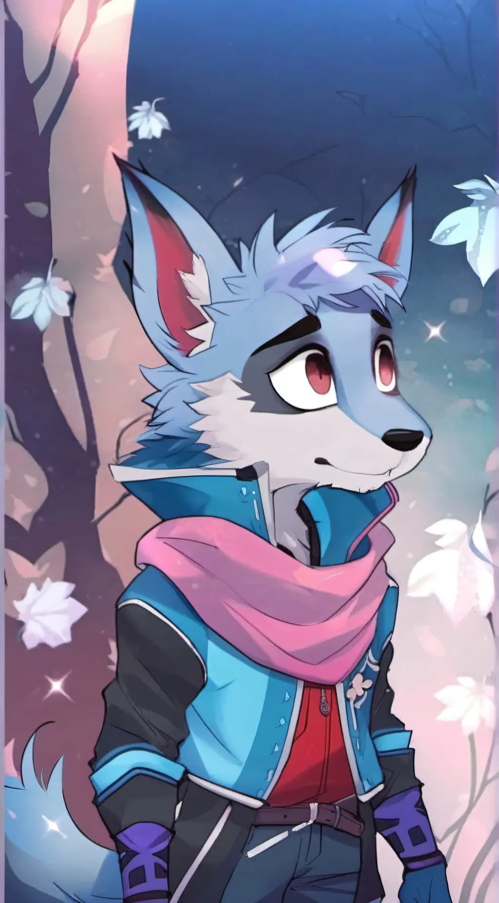 ai character: furry blue background