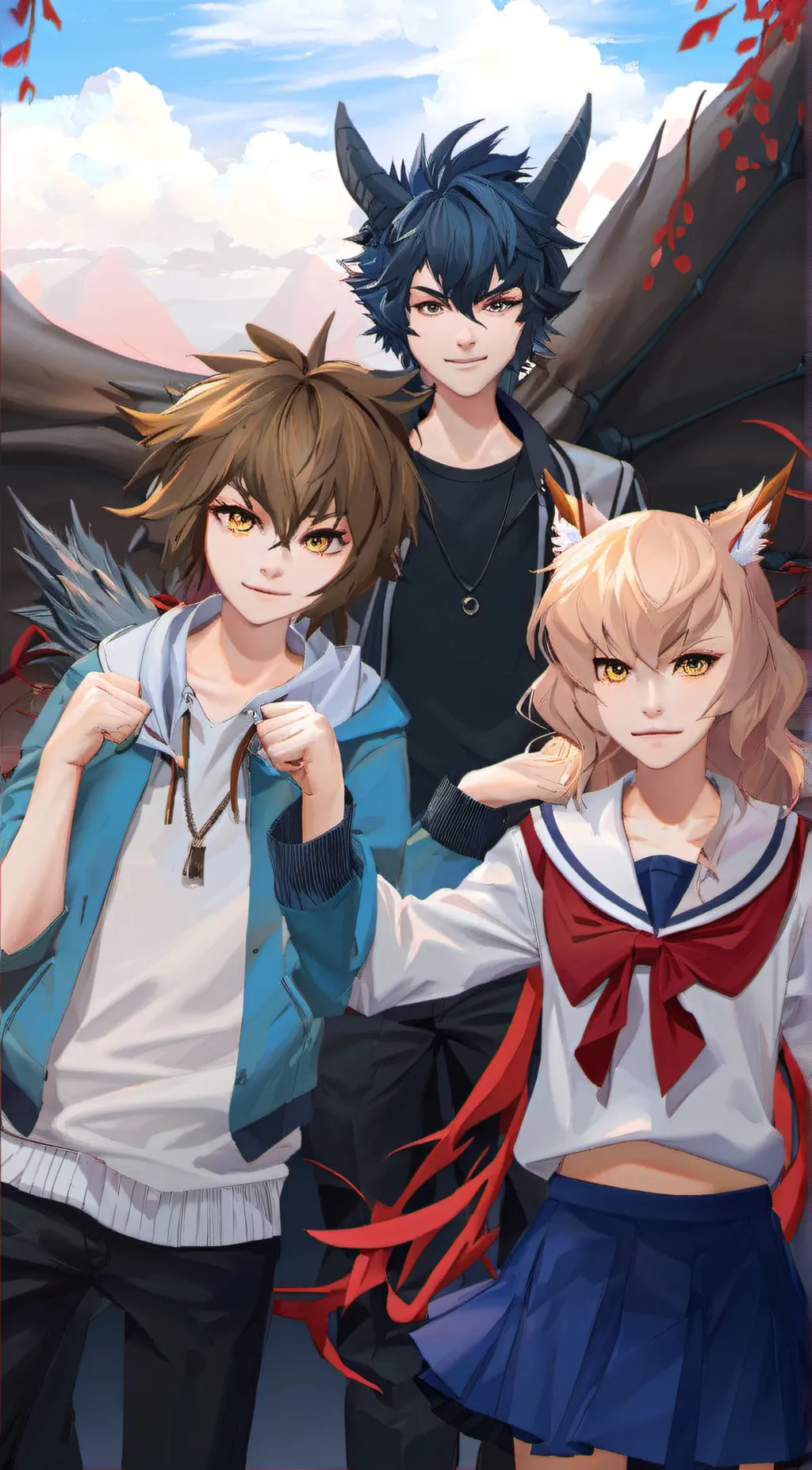 ai character: Dragons and wolves background