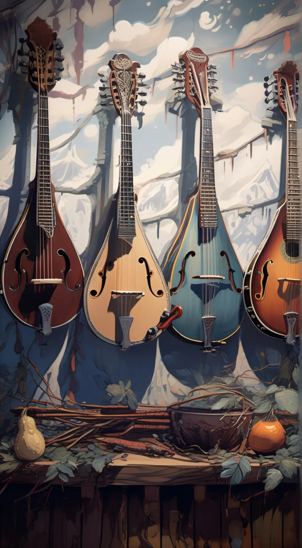 ai character: mandolin background