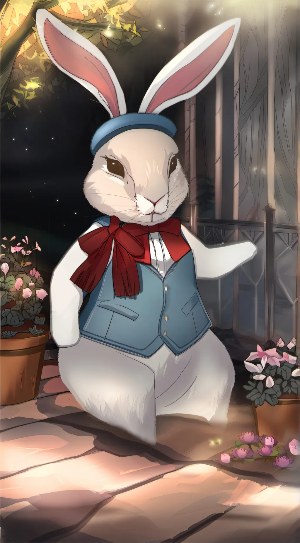 ai character: Christmas bunny background