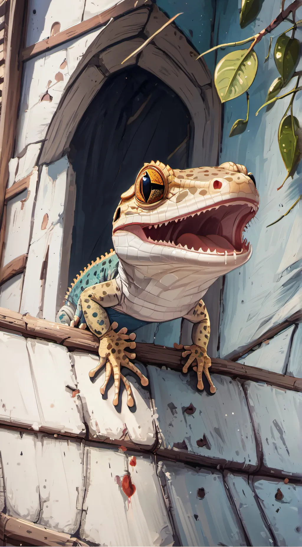 ai character: Wounded gecko  background