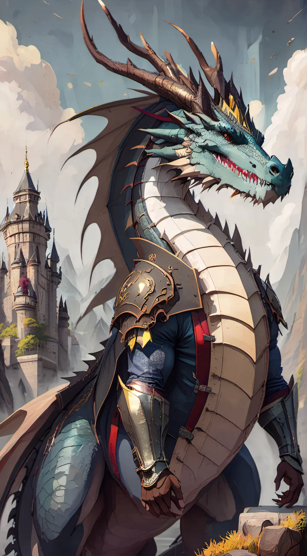 ai character: Female dragon  background