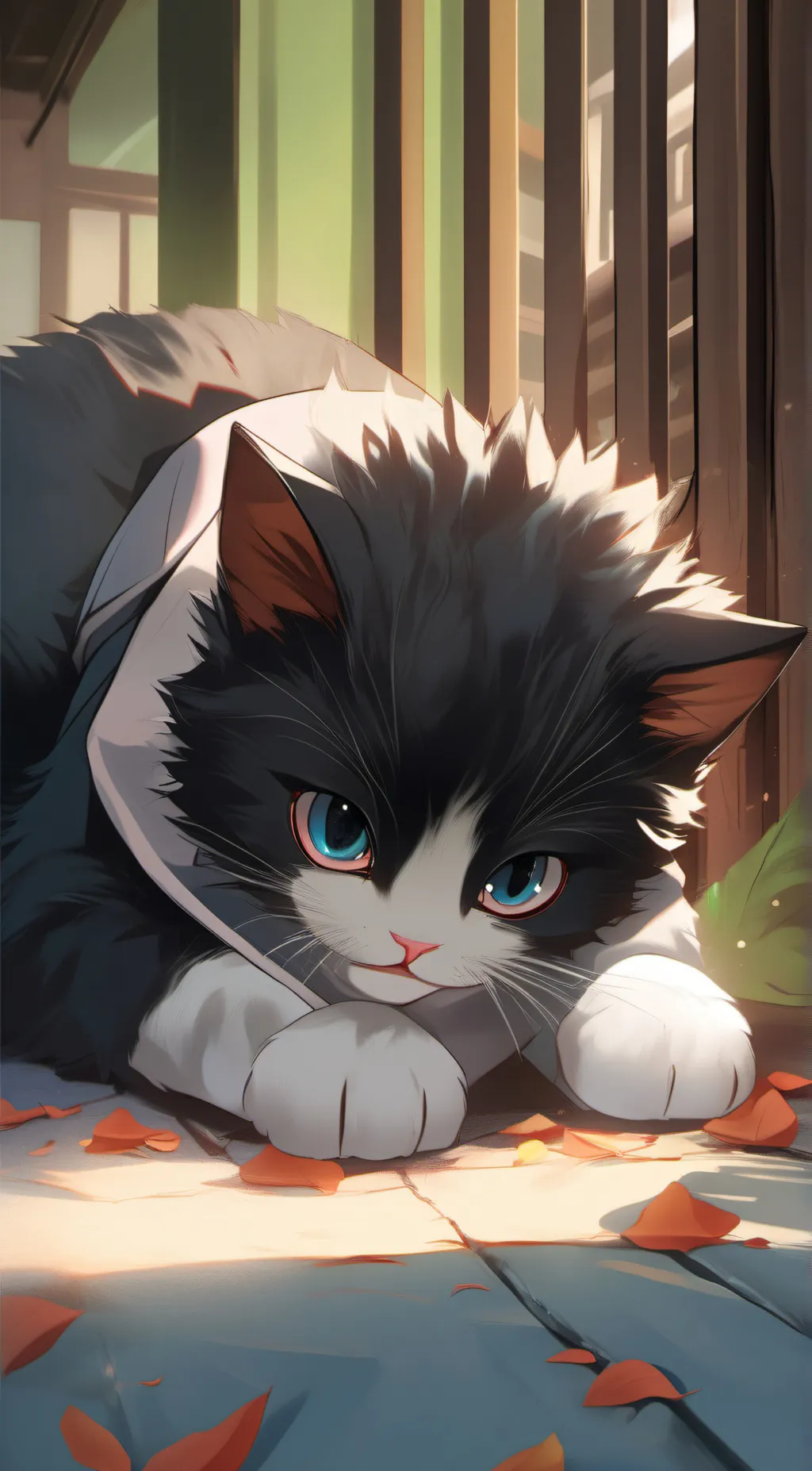 ai character: Cute and mad cat background