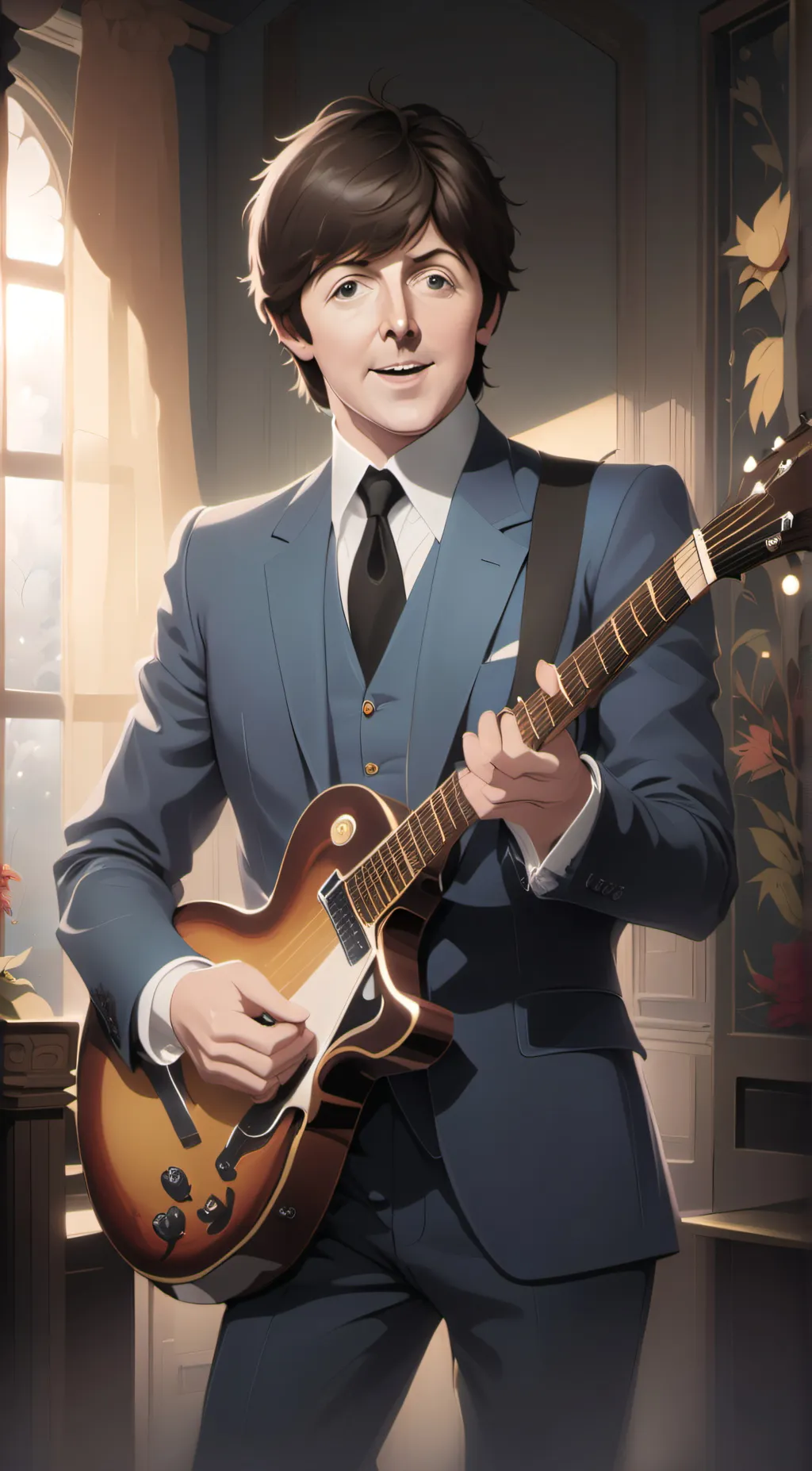 ai character: Paul McCartney  background