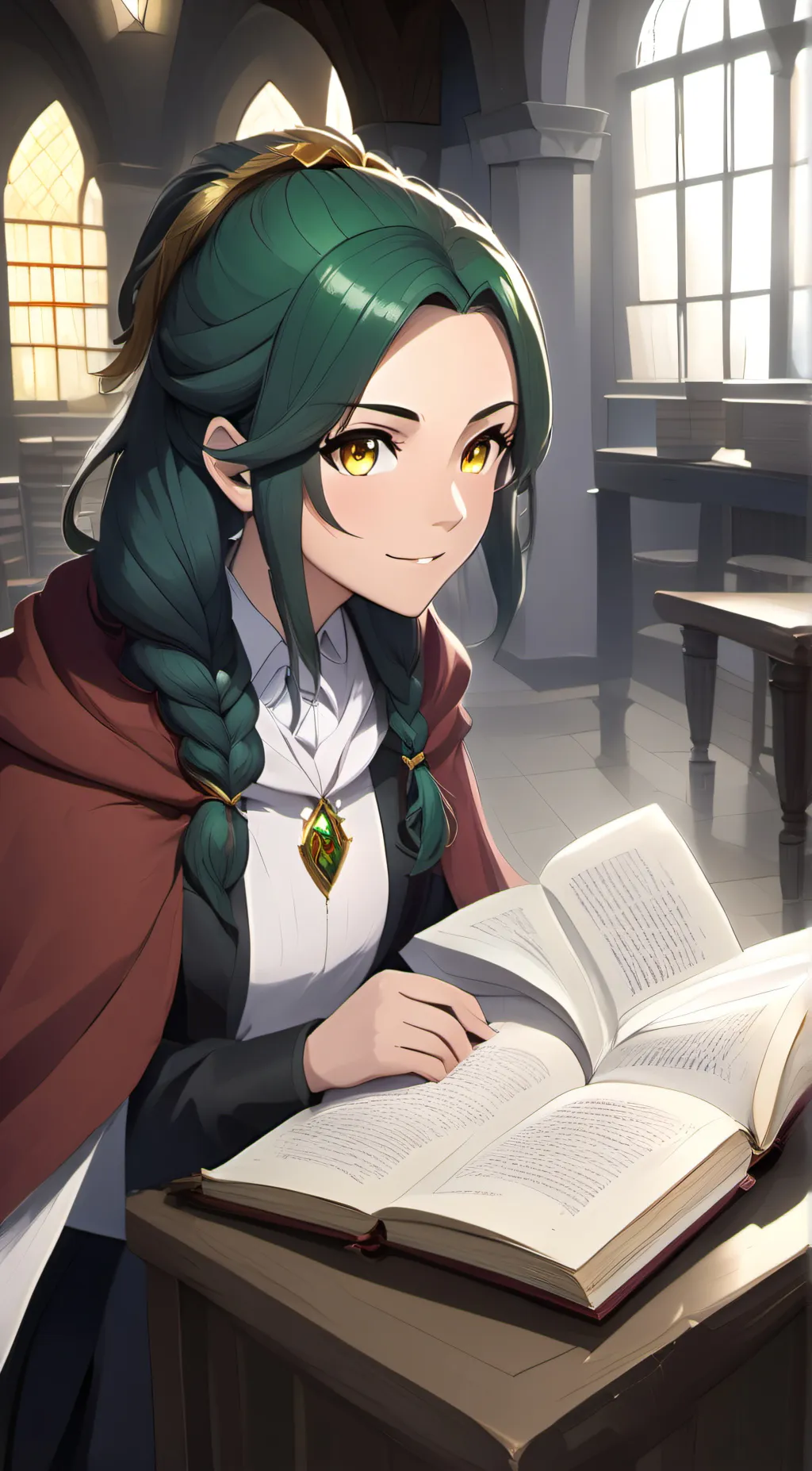 ai character: Emerald background