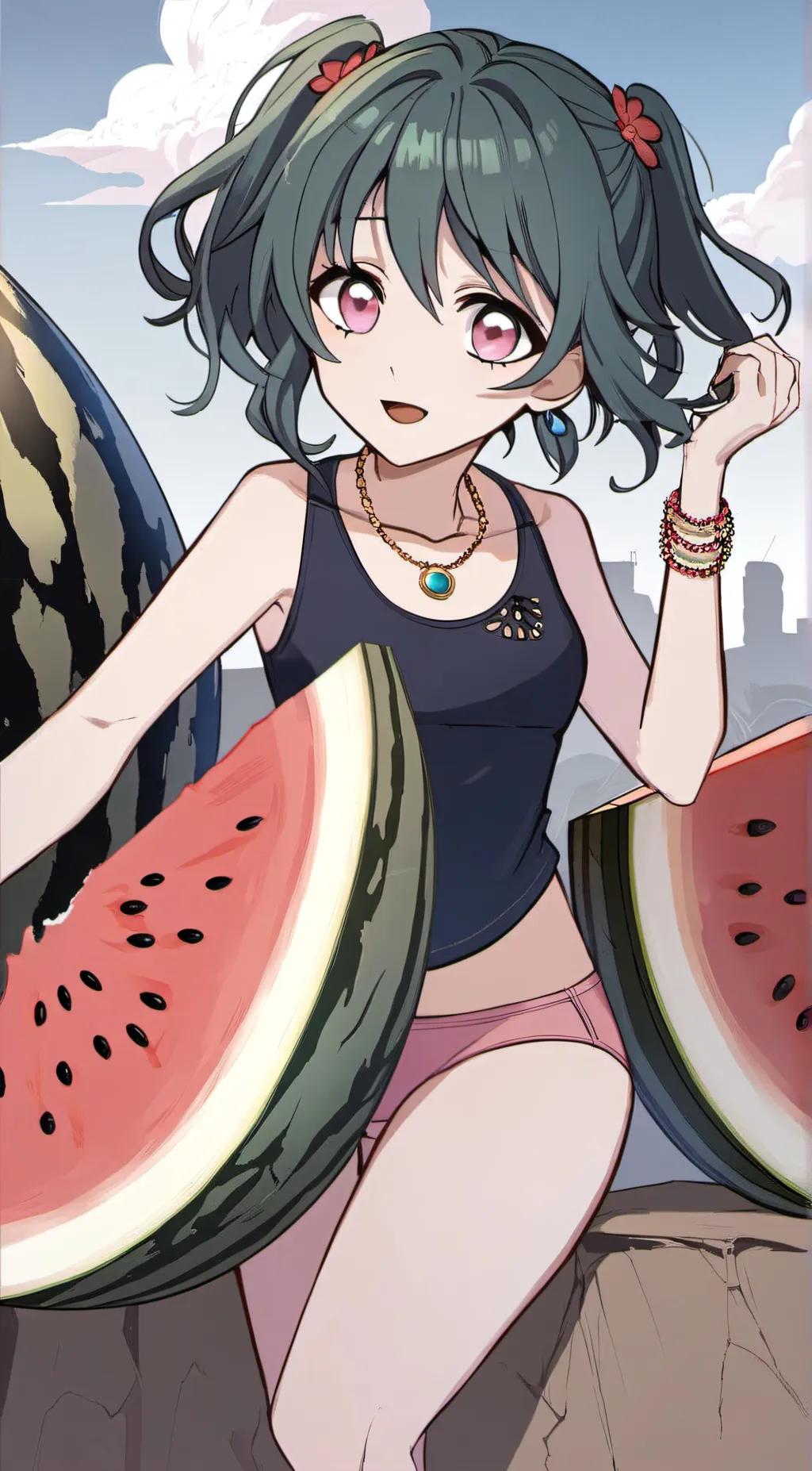 ai character: Watermelon Jello background