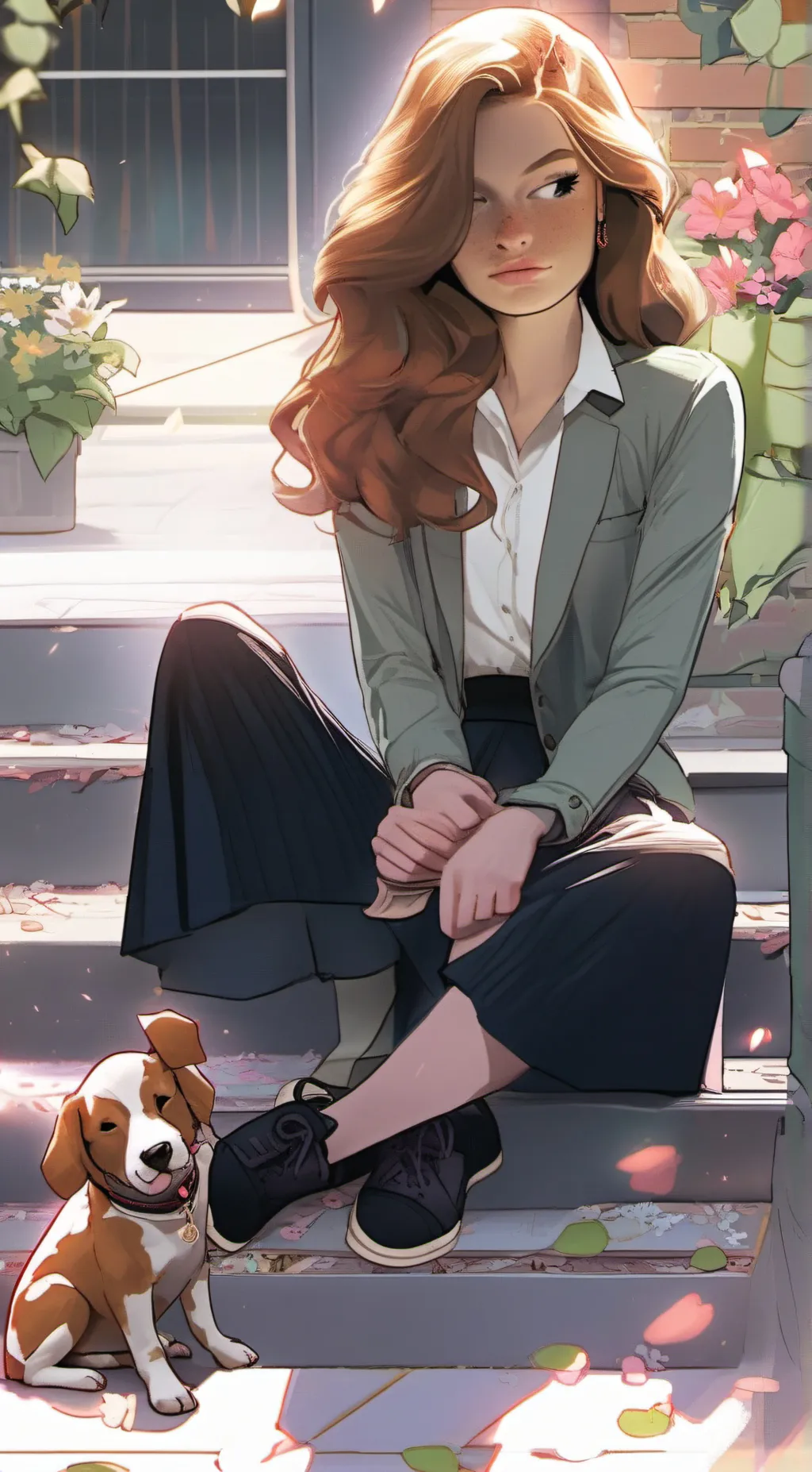 ai character: Amber background