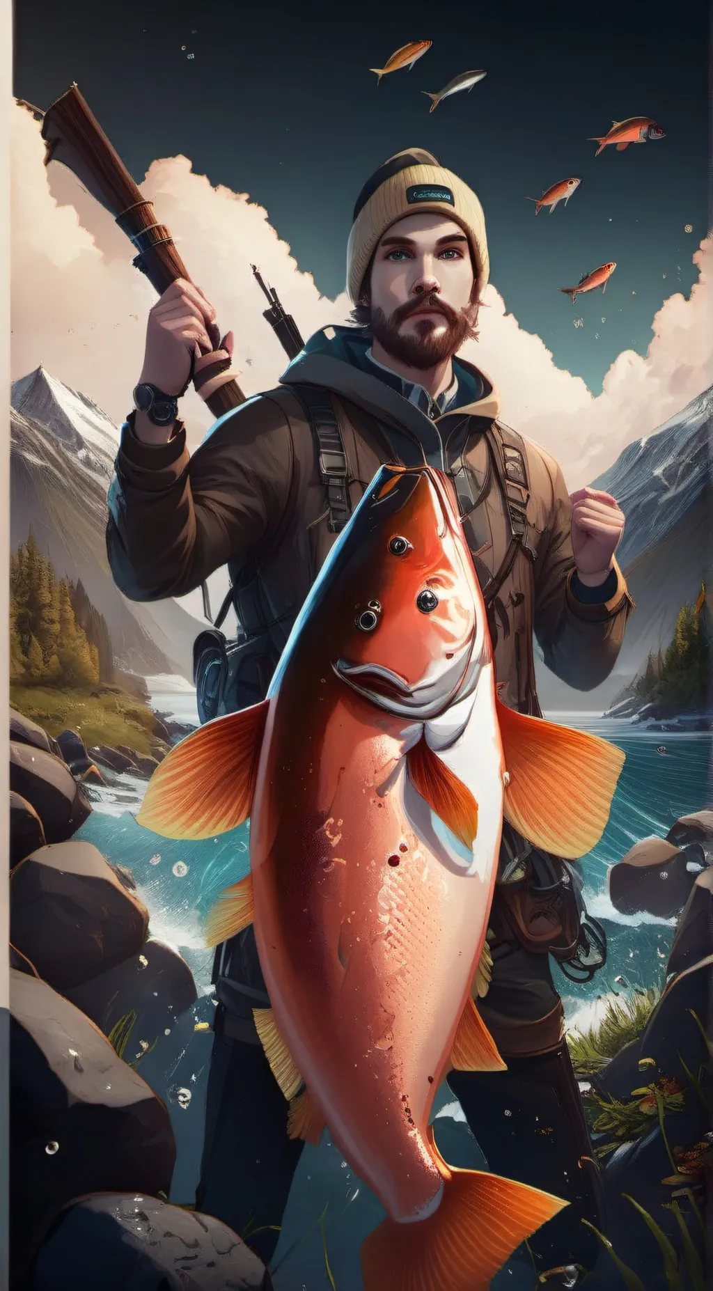 ai character: the game salmon background