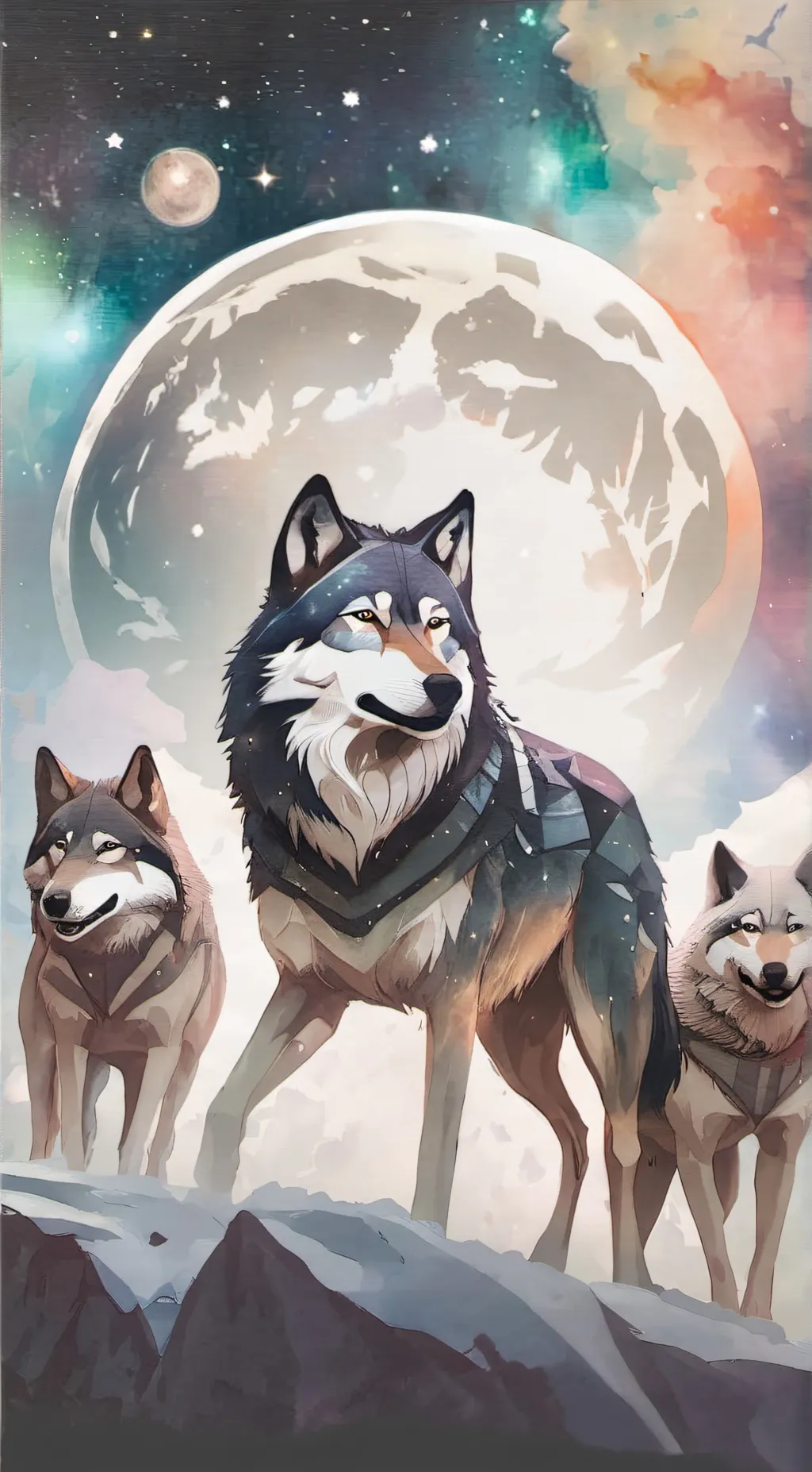 ai character: Solar,Moon,Galaxy background