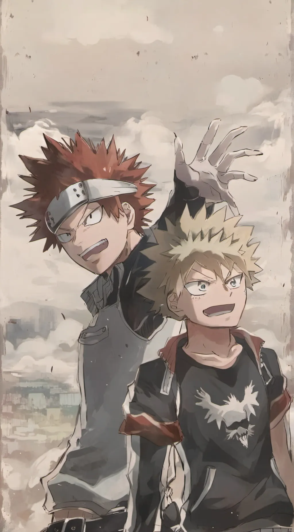 ai character: Kirishima & Bakugo background