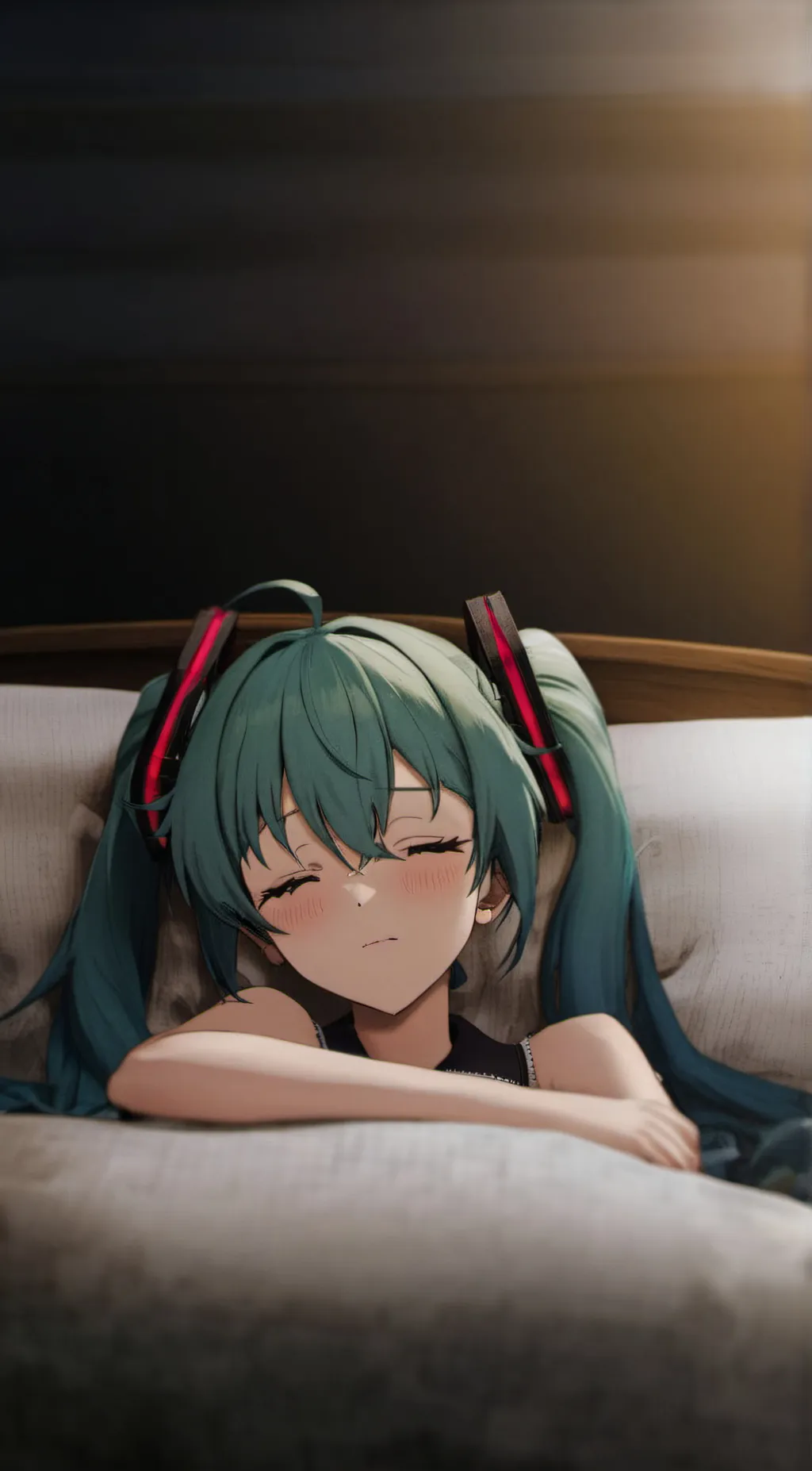 ai character: sleepy Miku background