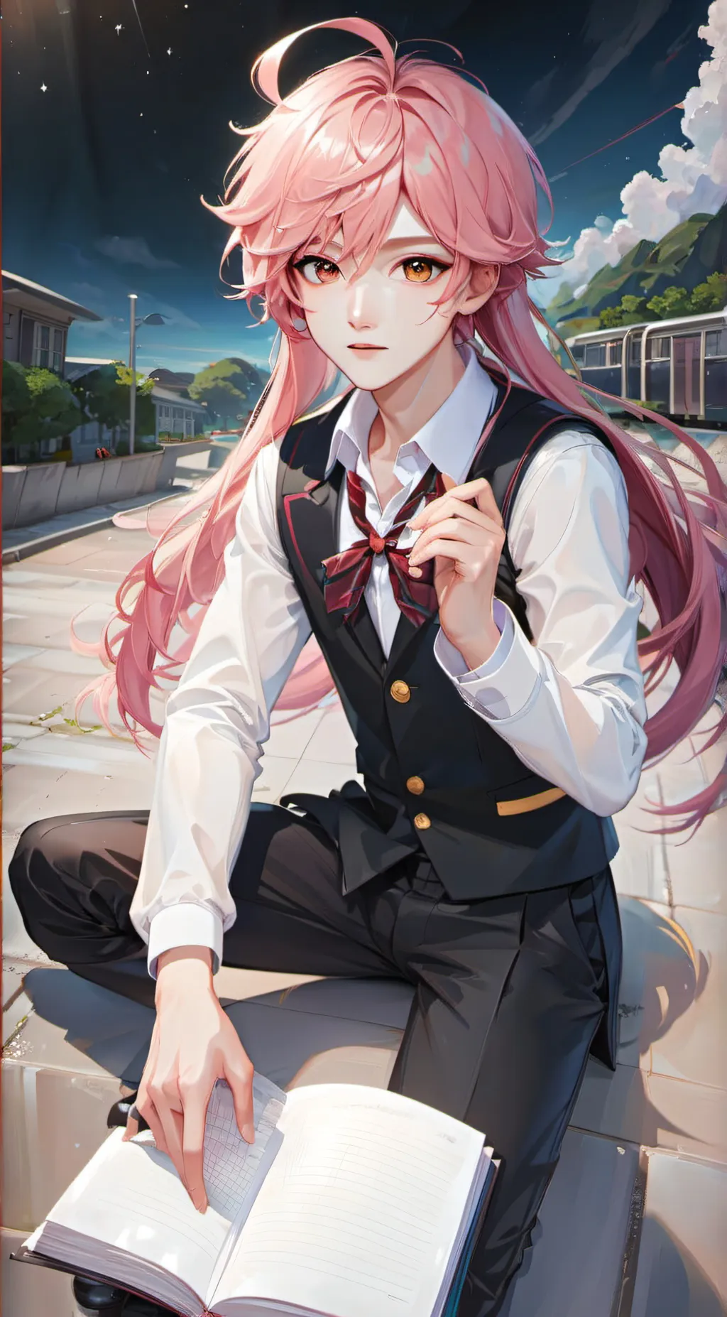 ai character: leo🩷🌔 background