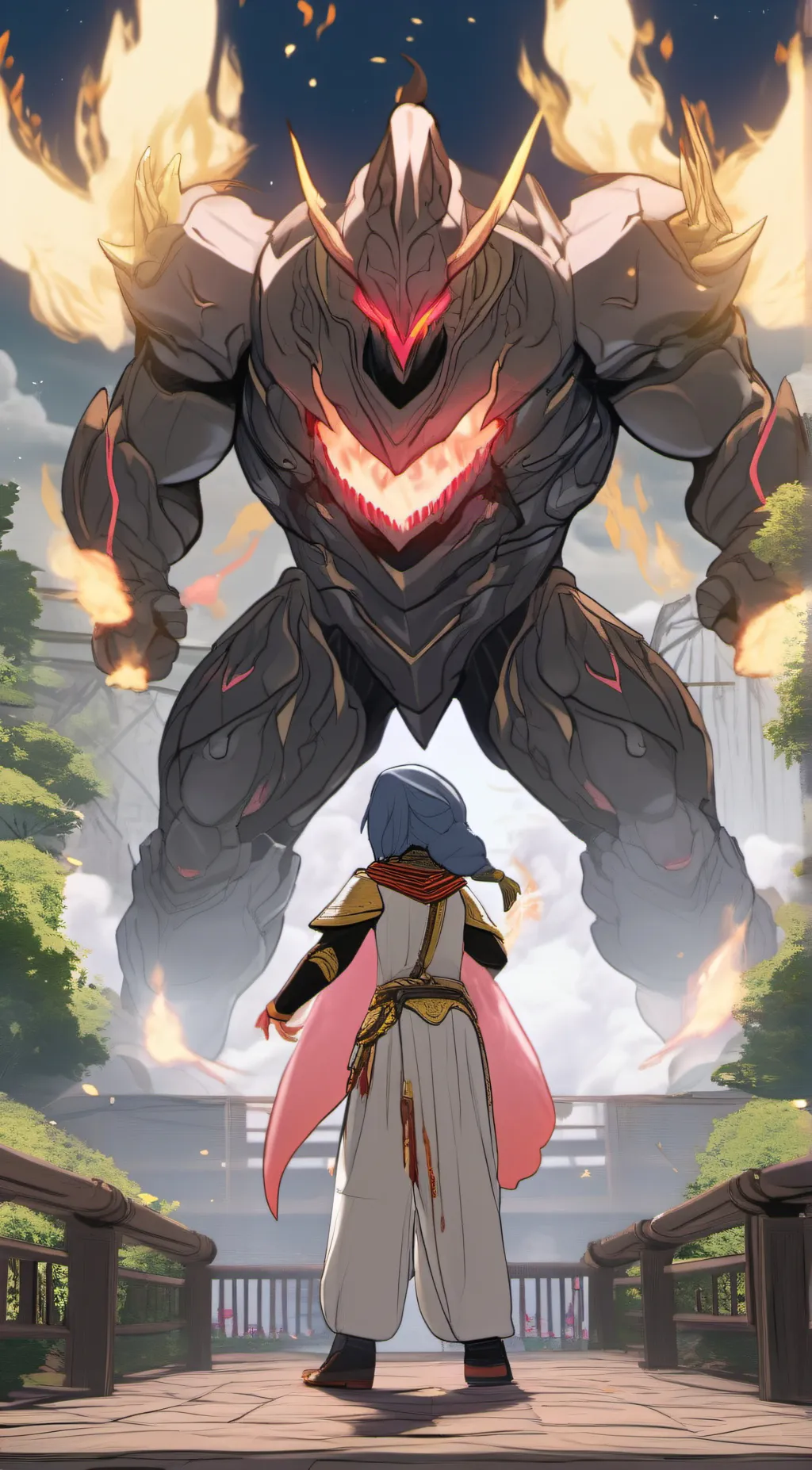 ai character: burning goji background