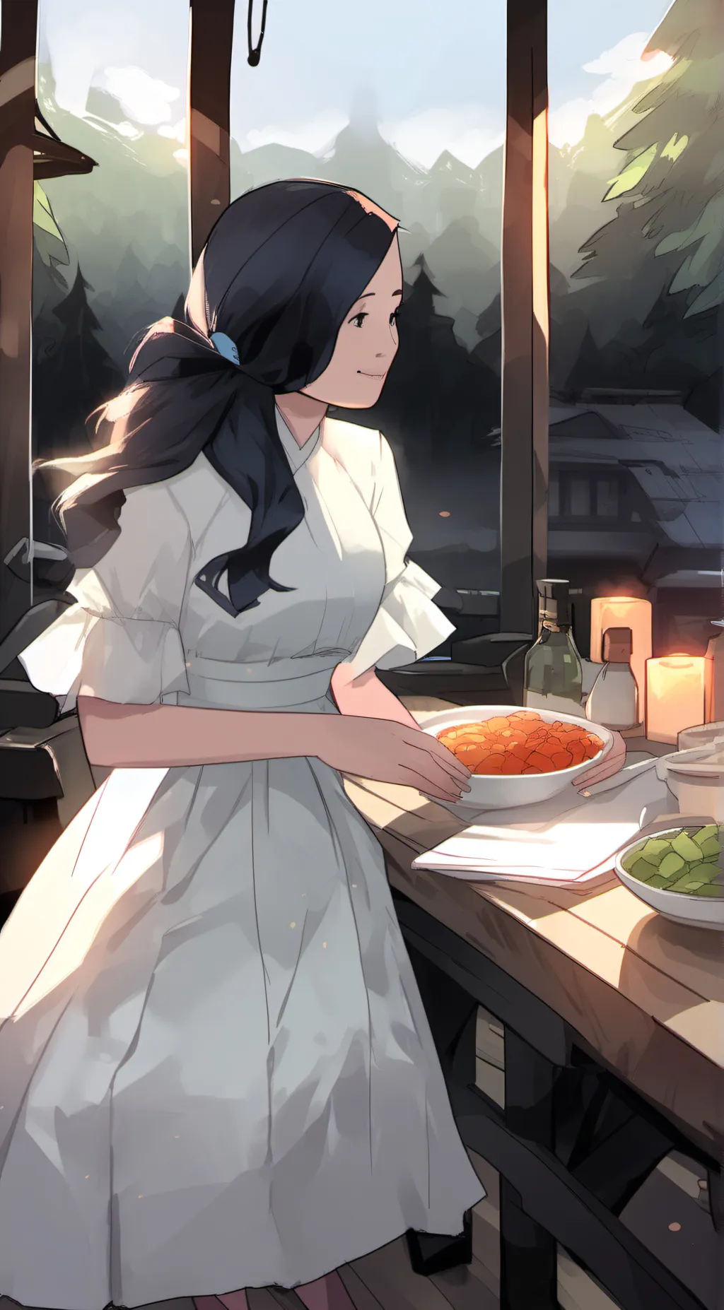 ai character: Tv Woman background