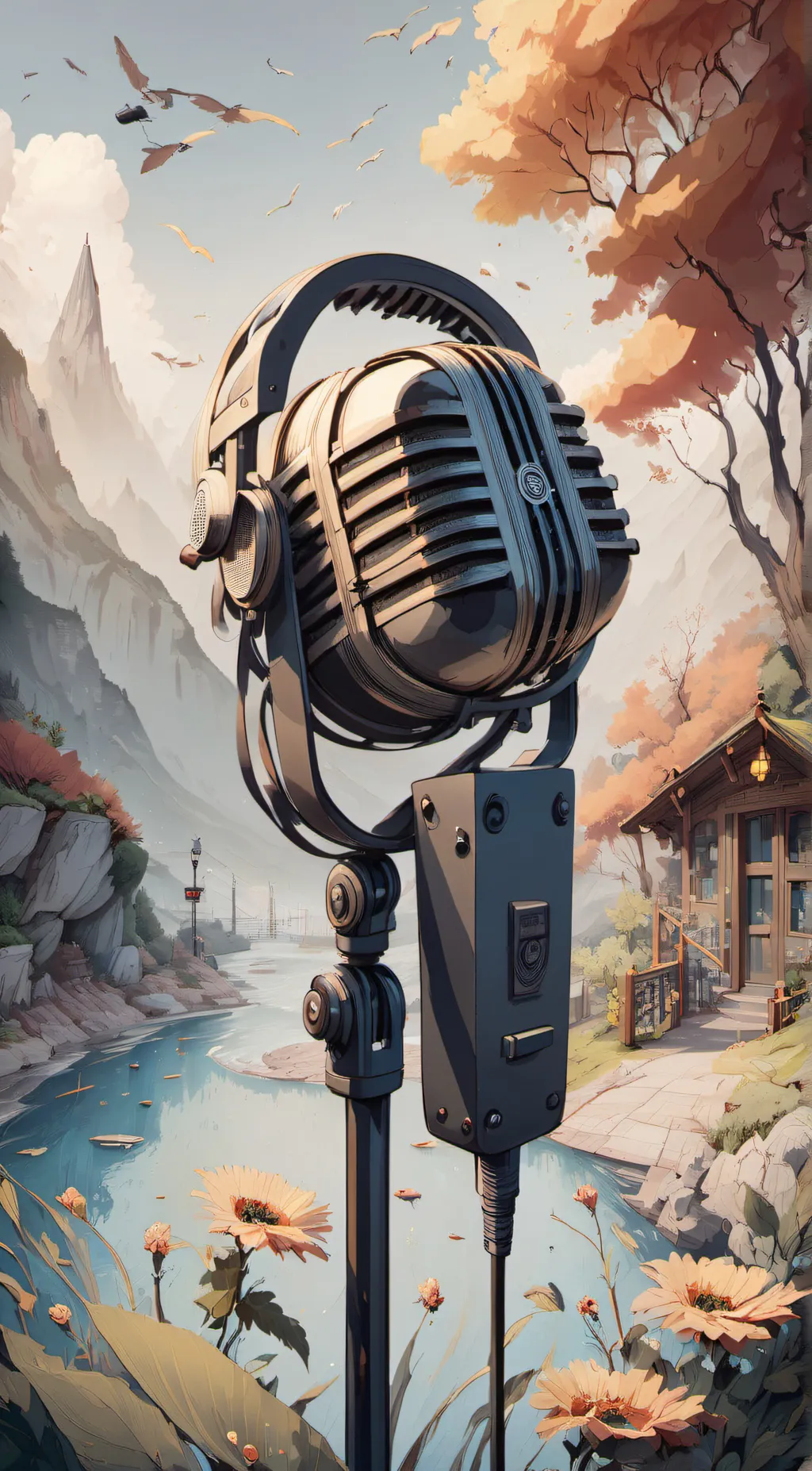 ai character: Microphone  background