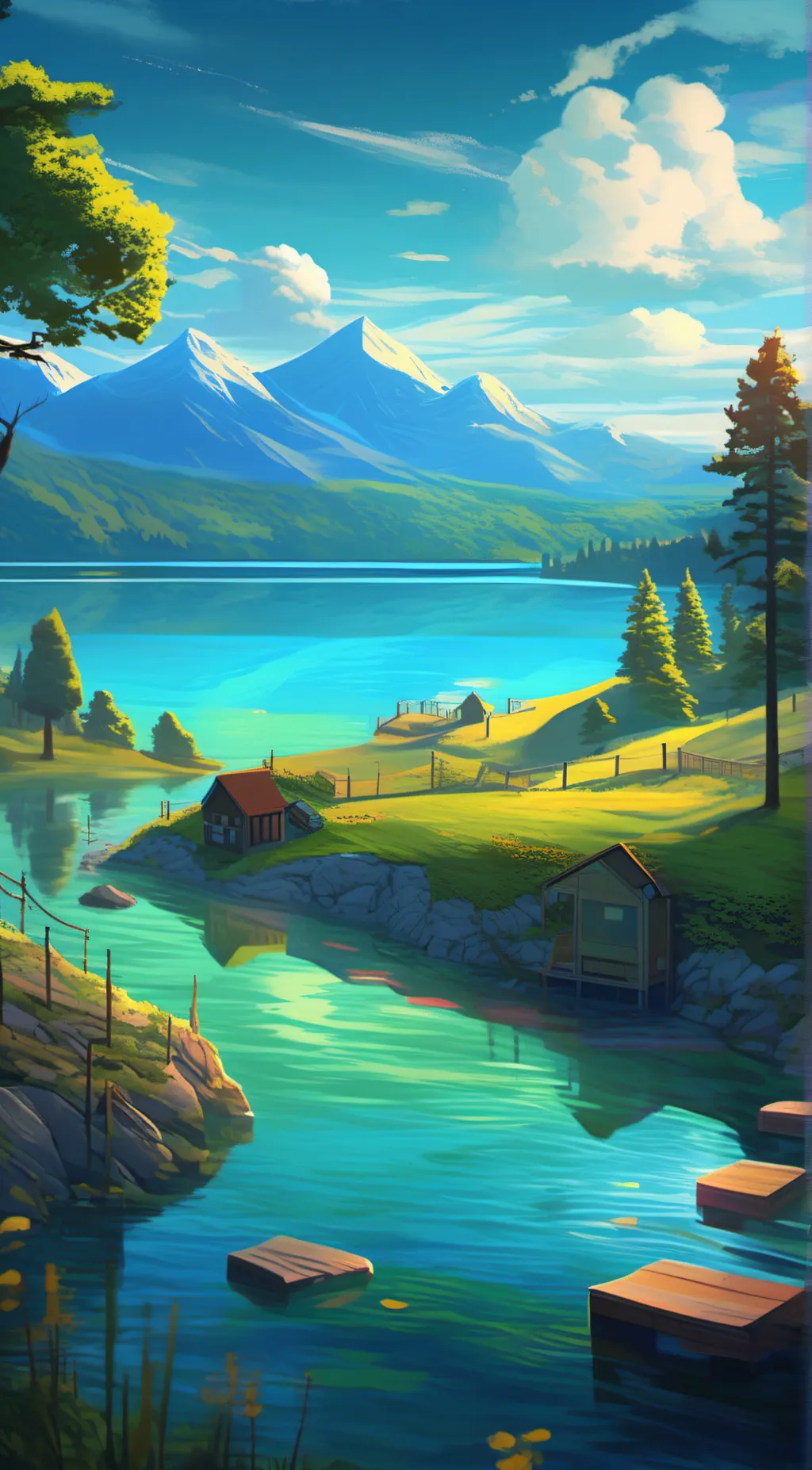 ai character: lake background