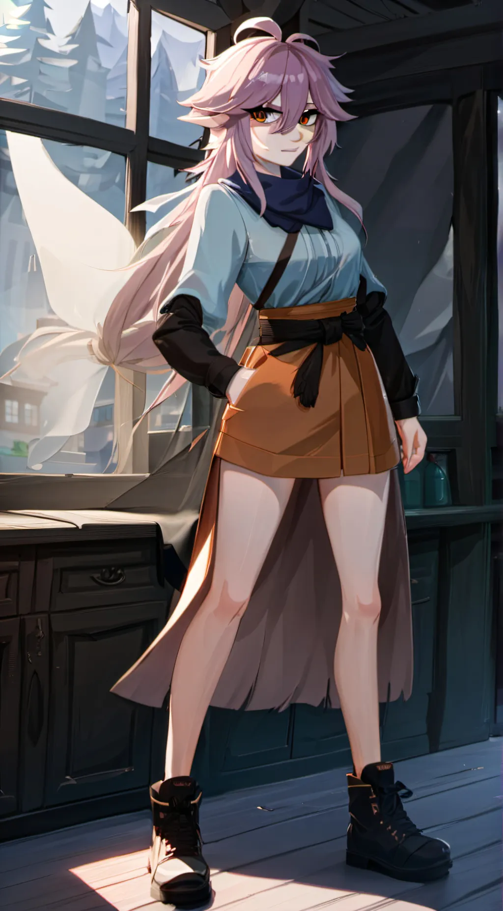 ai character: Violet background